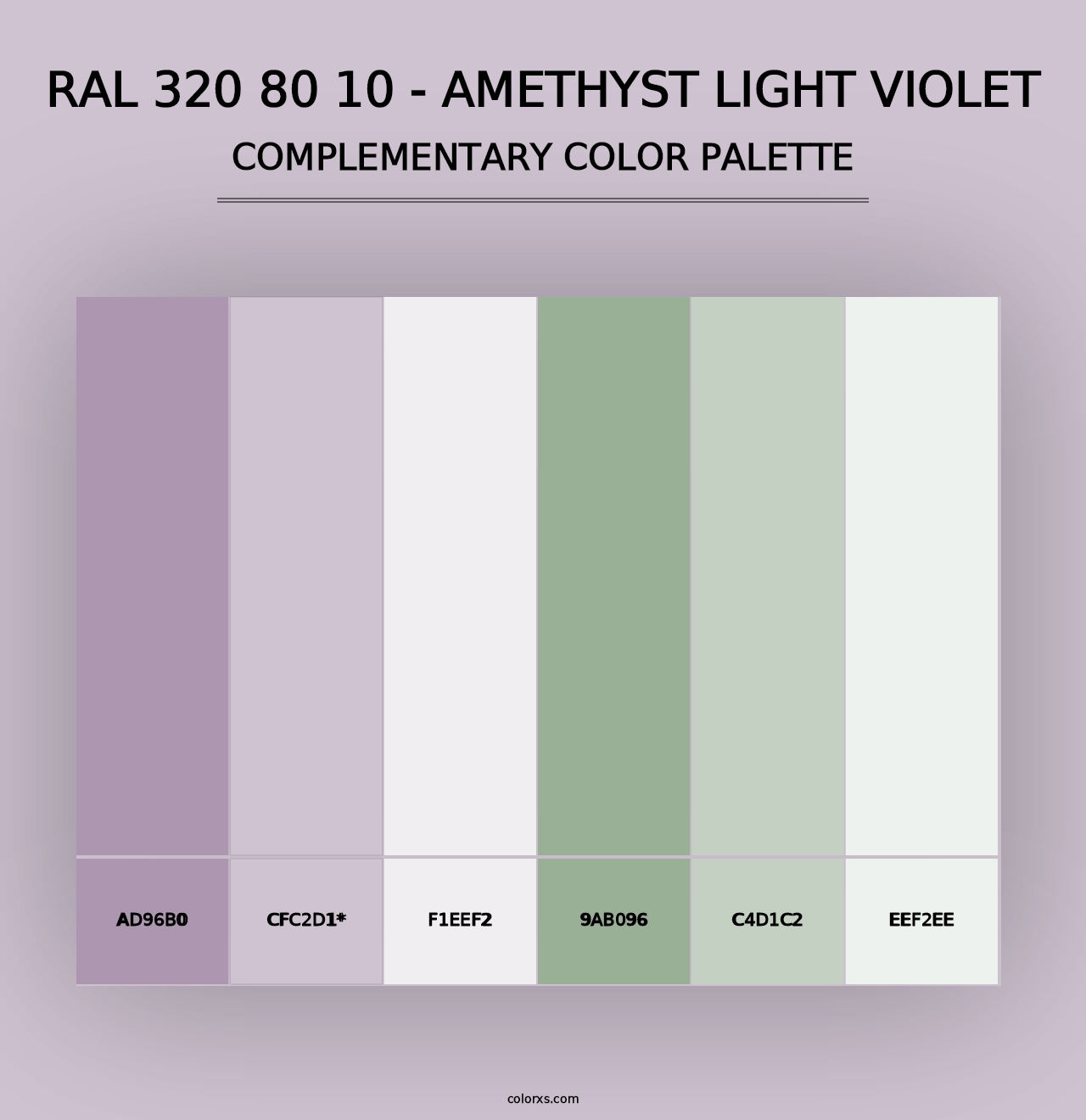 RAL 320 80 10 - Amethyst Light Violet - Complementary Color Palette