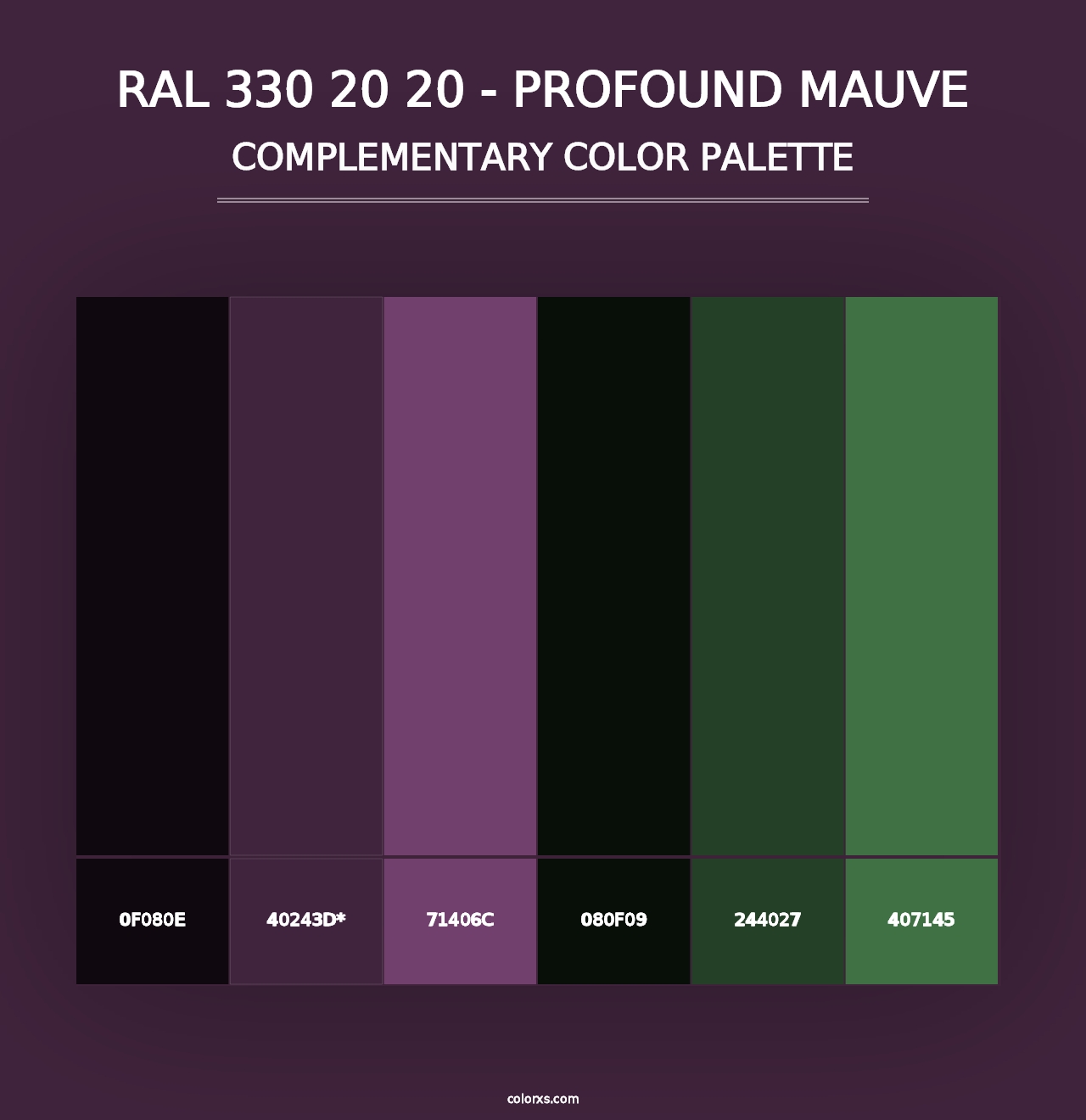 RAL 330 20 20 - Profound Mauve - Complementary Color Palette