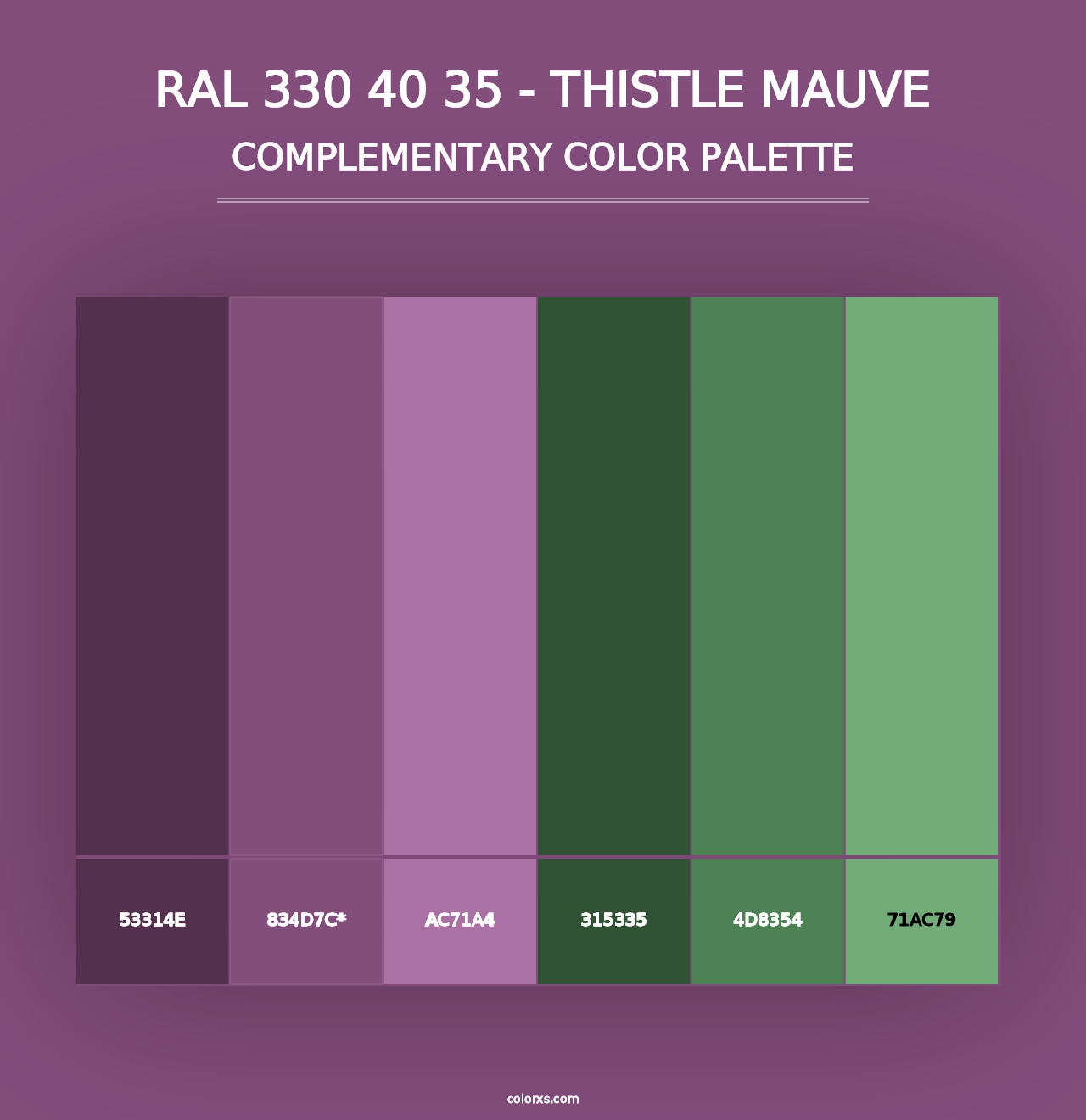 RAL 330 40 35 - Thistle Mauve - Complementary Color Palette