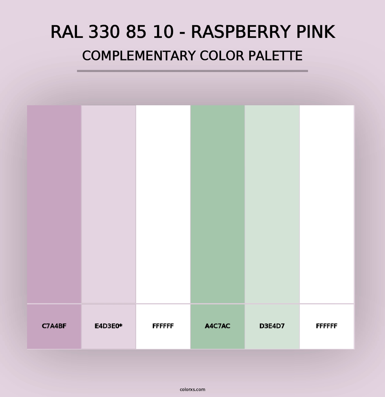 RAL 330 85 10 - Raspberry Pink - Complementary Color Palette