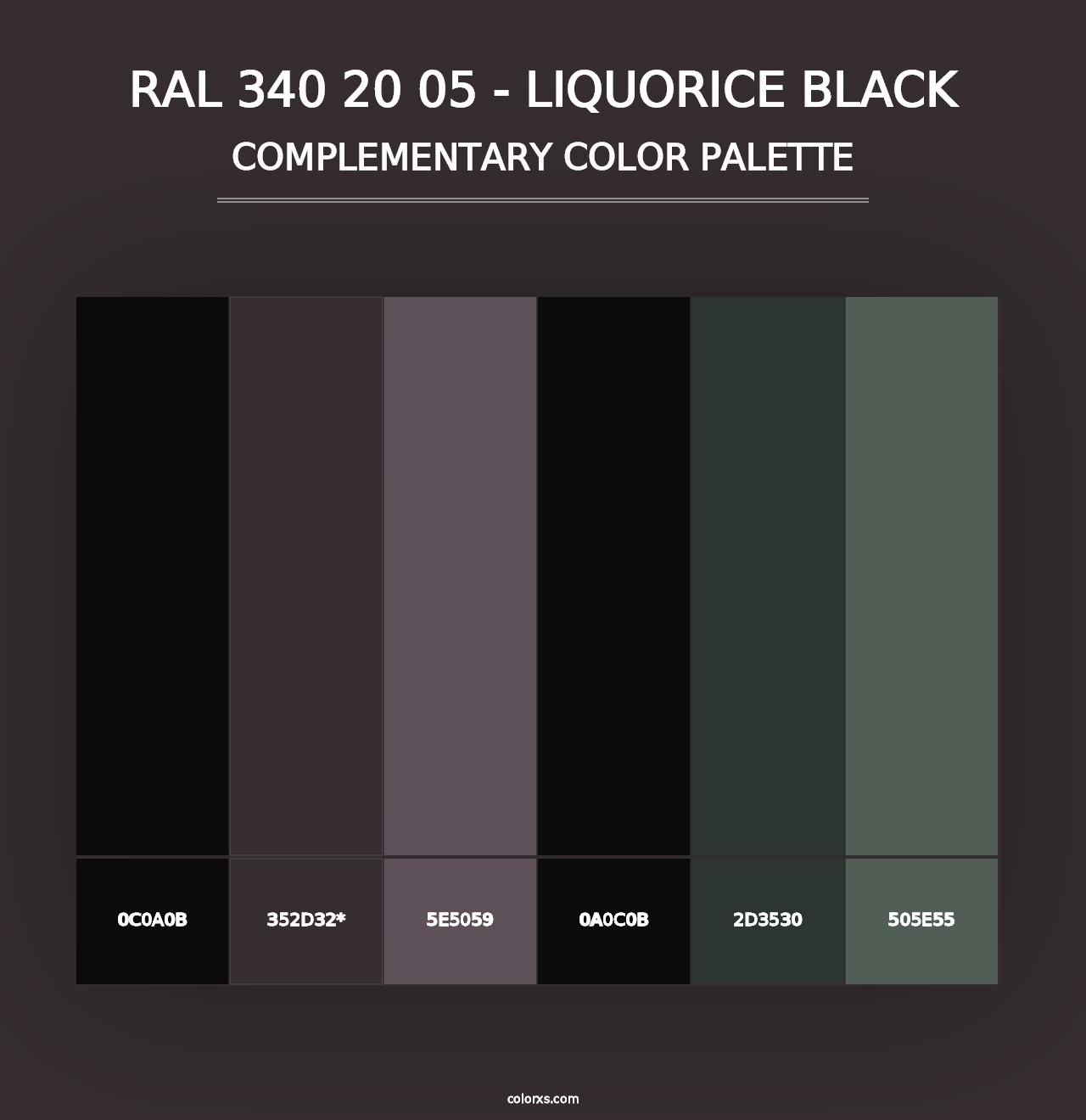 RAL 340 20 05 - Liquorice Black - Complementary Color Palette