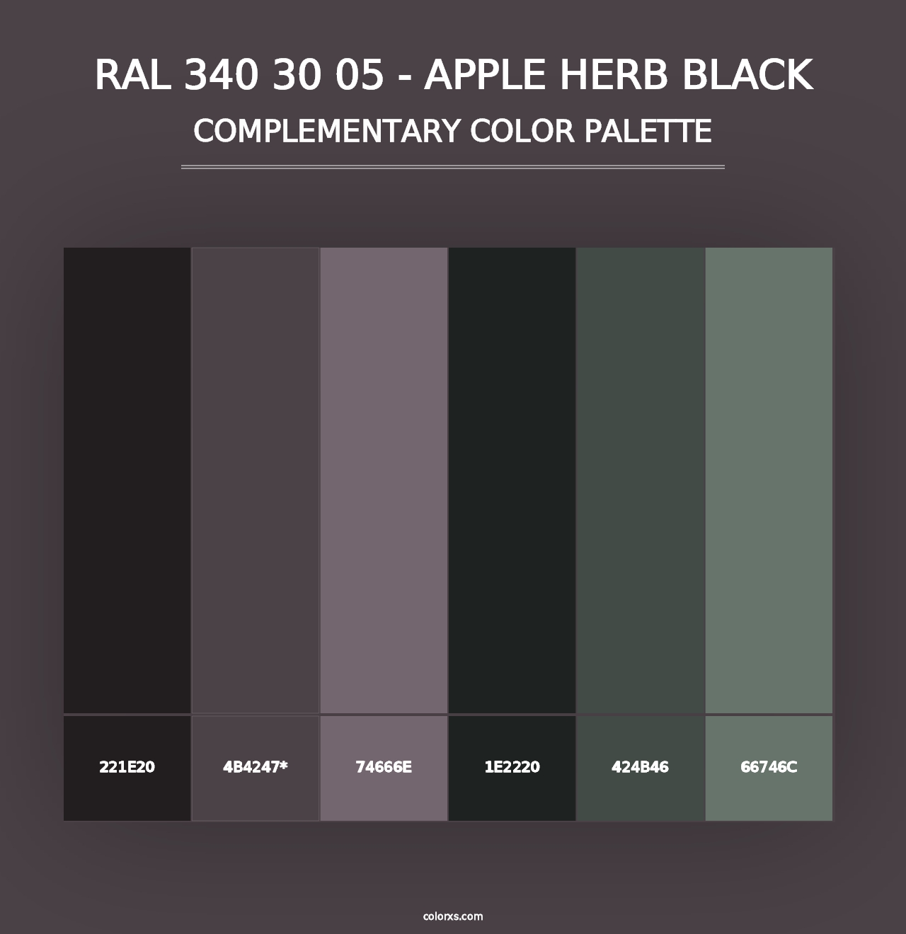 RAL 340 30 05 - Apple Herb Black - Complementary Color Palette