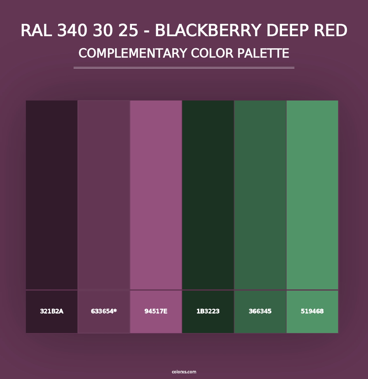 RAL 340 30 25 - Blackberry Deep Red - Complementary Color Palette