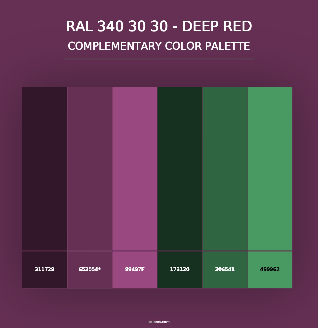 RAL 340 30 30 - Deep Red - Complementary Color Palette