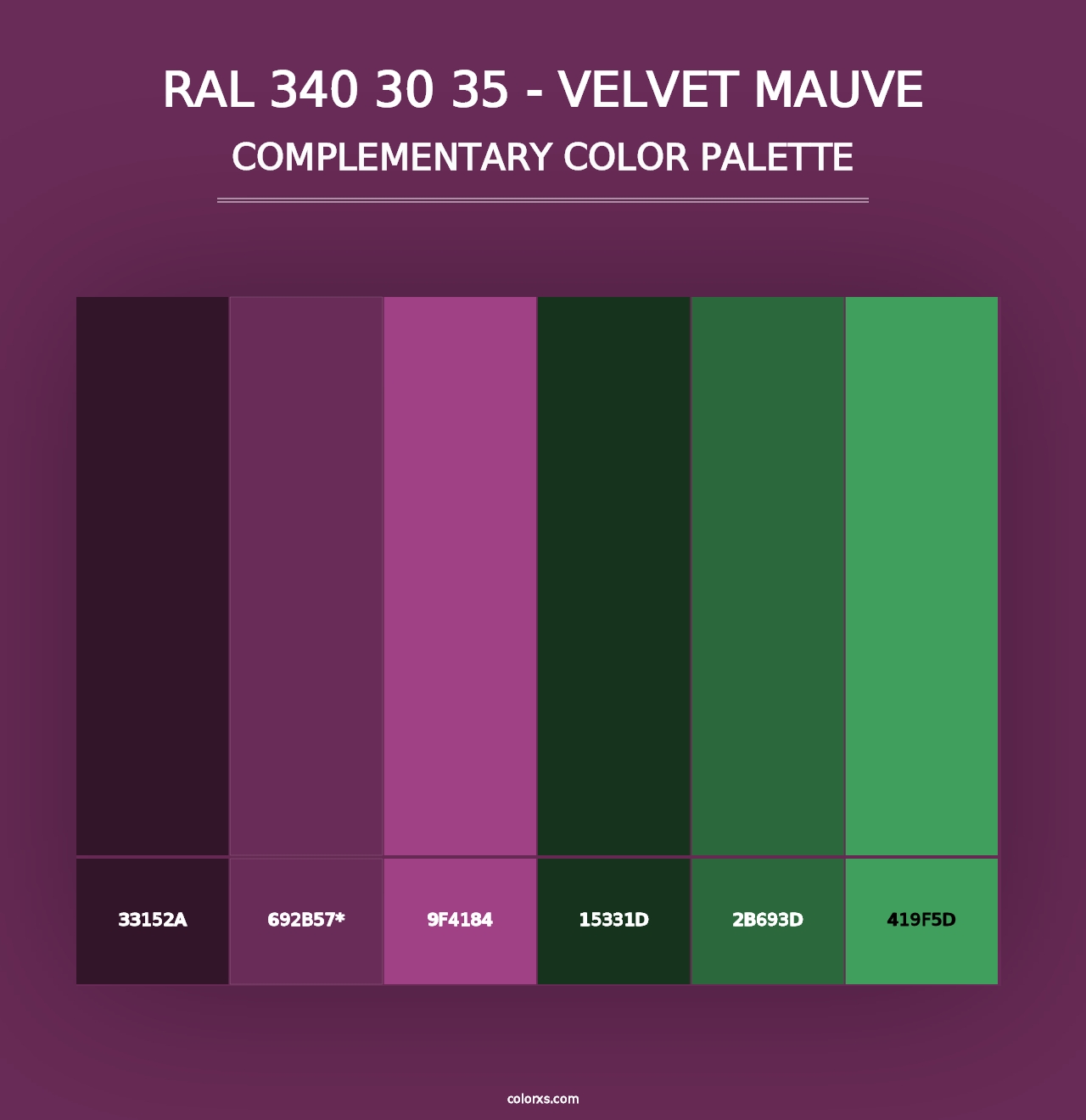 RAL 340 30 35 - Velvet Mauve - Complementary Color Palette