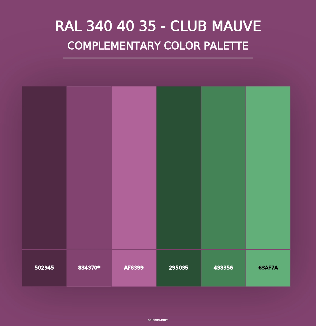 RAL 340 40 35 - Club Mauve - Complementary Color Palette