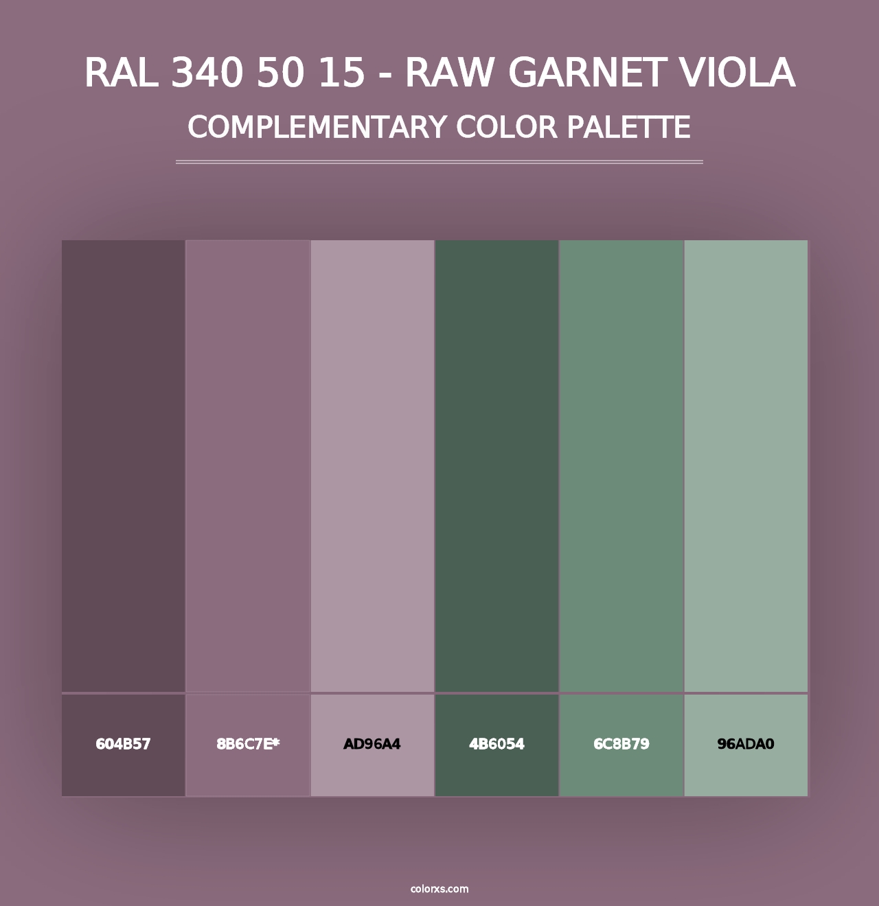 RAL 340 50 15 - Raw Garnet Viola - Complementary Color Palette