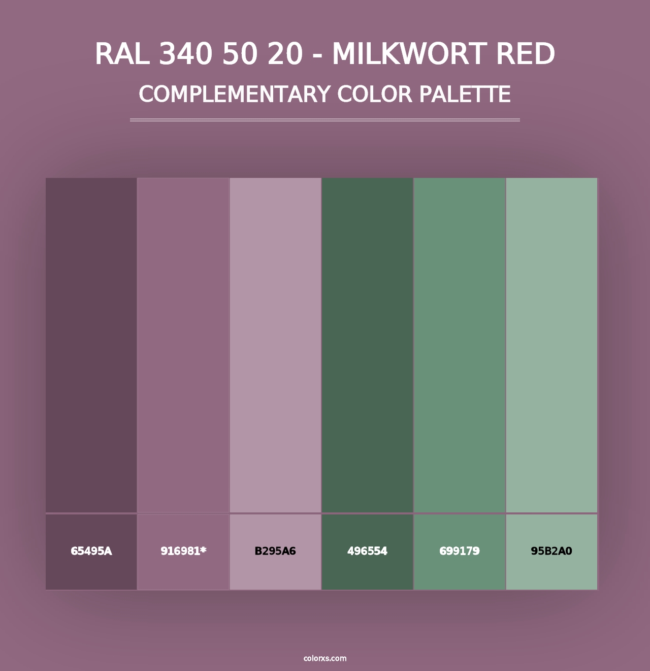 RAL 340 50 20 - Milkwort Red - Complementary Color Palette