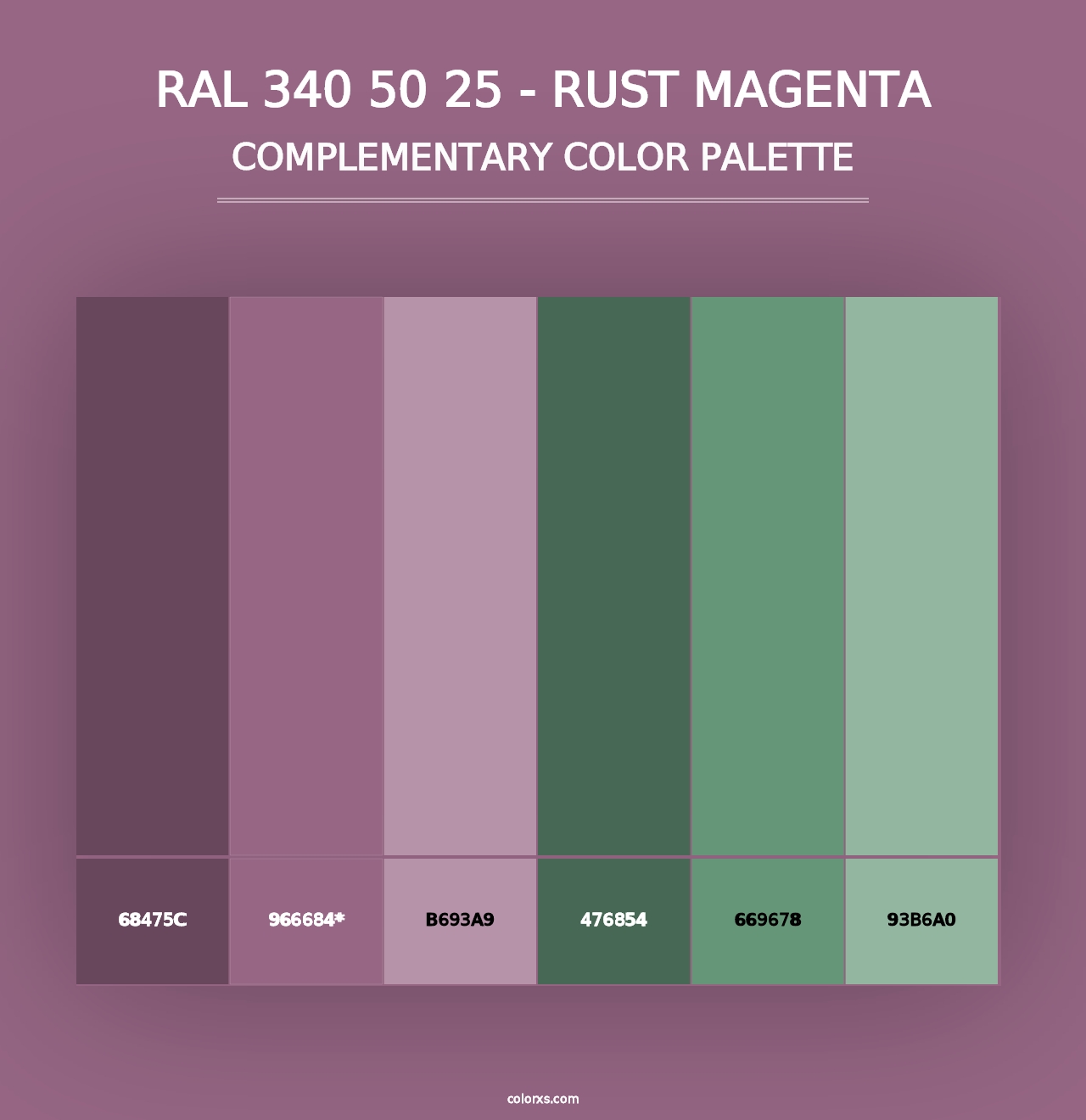 RAL 340 50 25 - Rust Magenta - Complementary Color Palette