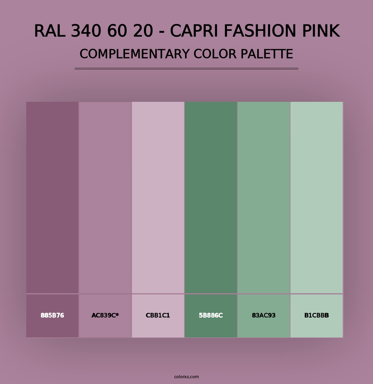 RAL 340 60 20 - Capri Fashion Pink - Complementary Color Palette