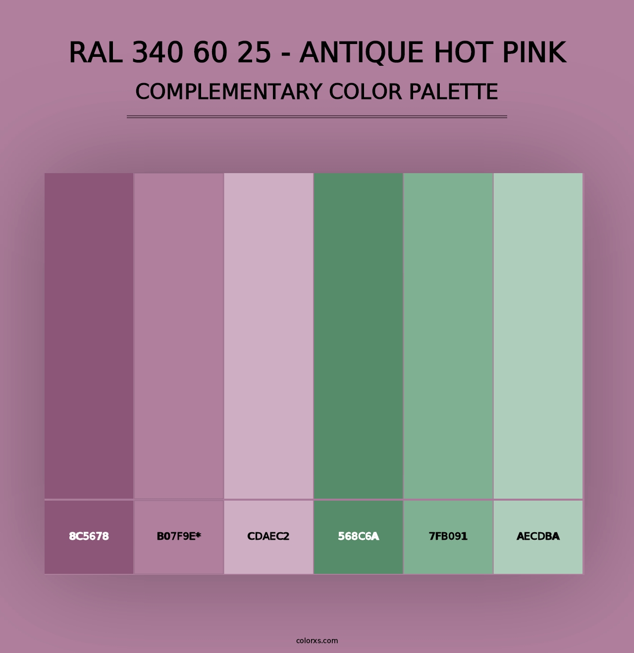 RAL 340 60 25 - Antique Hot Pink - Complementary Color Palette