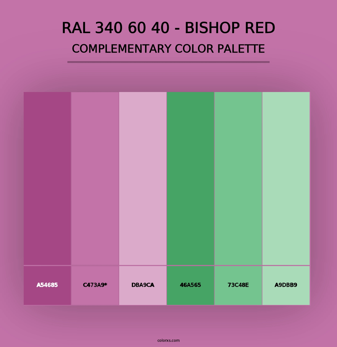 RAL 340 60 40 - Bishop Red - Complementary Color Palette