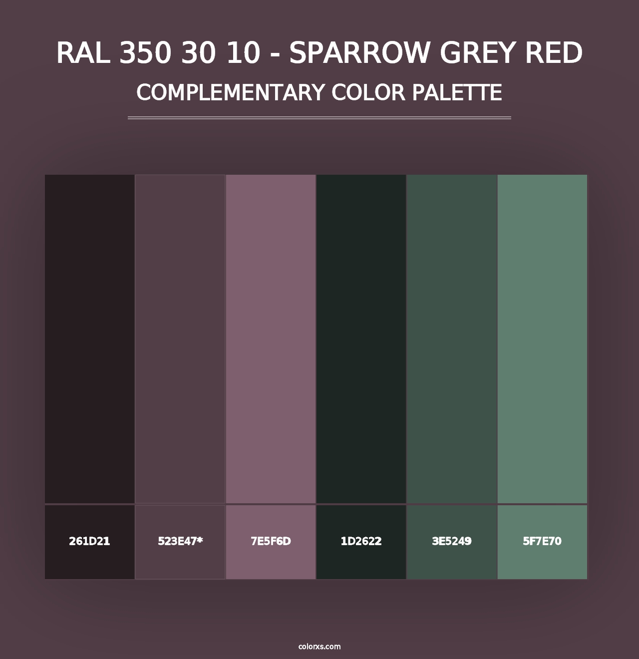 RAL 350 30 10 - Sparrow Grey Red - Complementary Color Palette