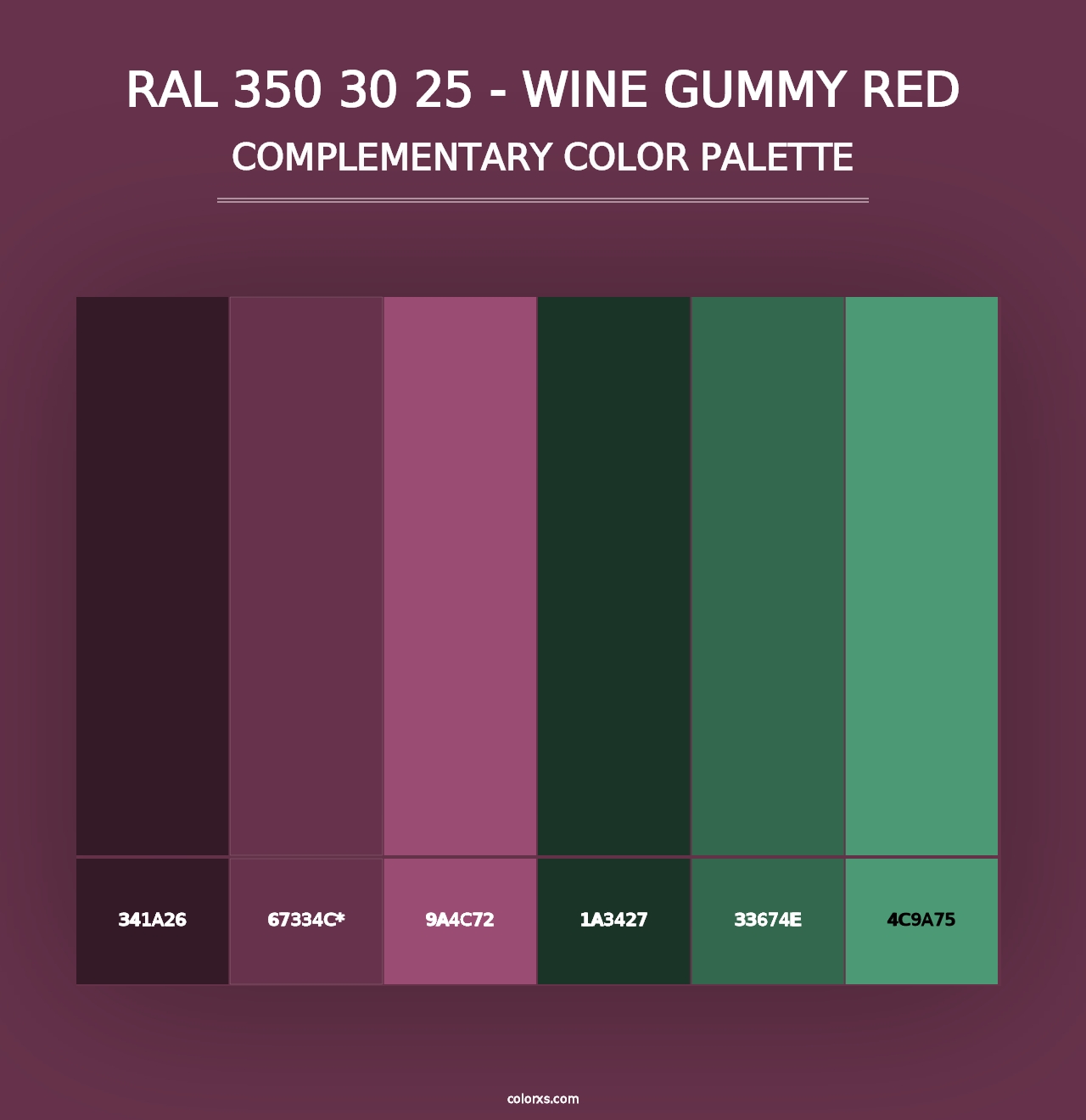 RAL 350 30 25 - Wine Gummy Red - Complementary Color Palette