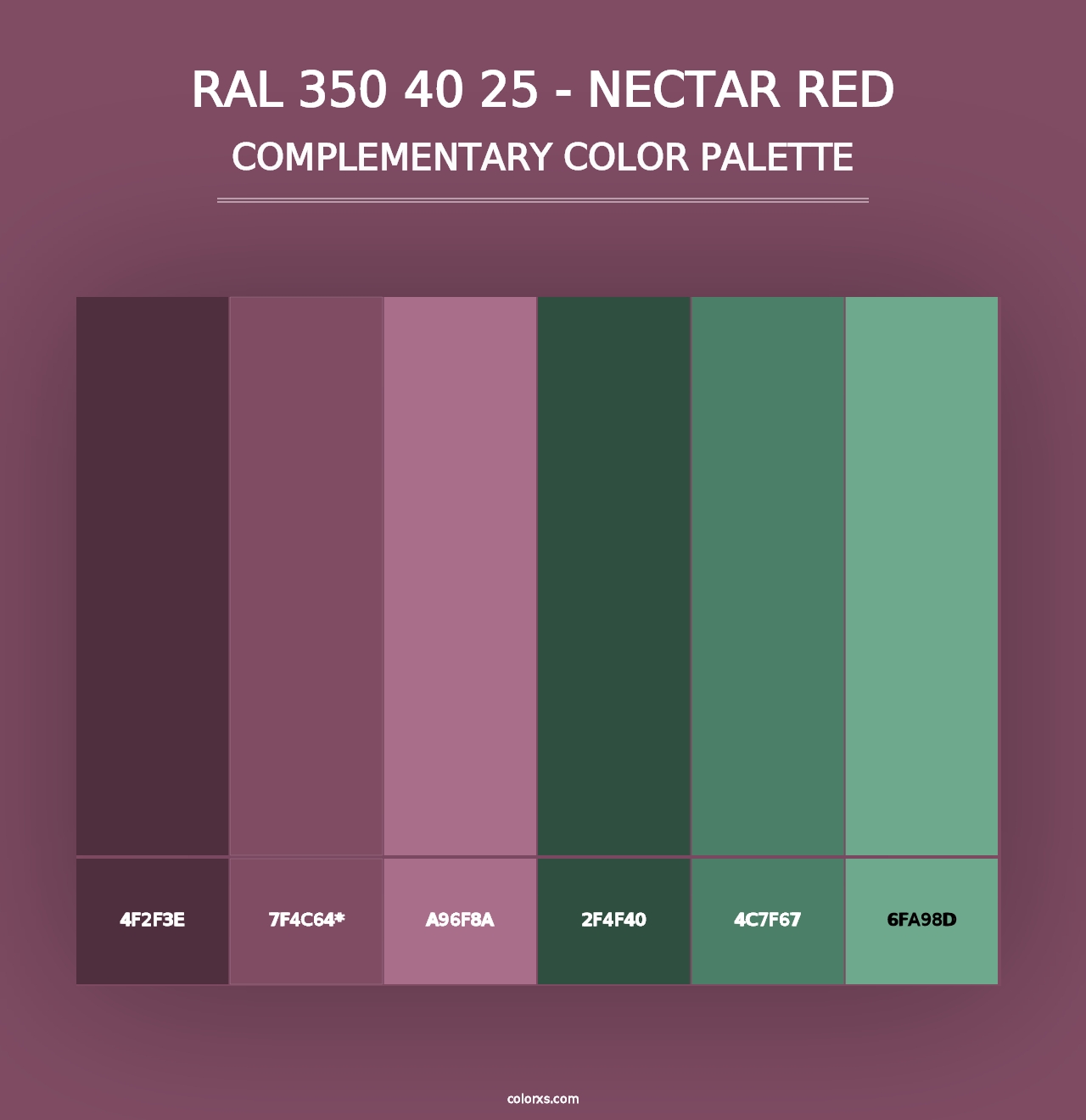 RAL 350 40 25 - Nectar Red - Complementary Color Palette