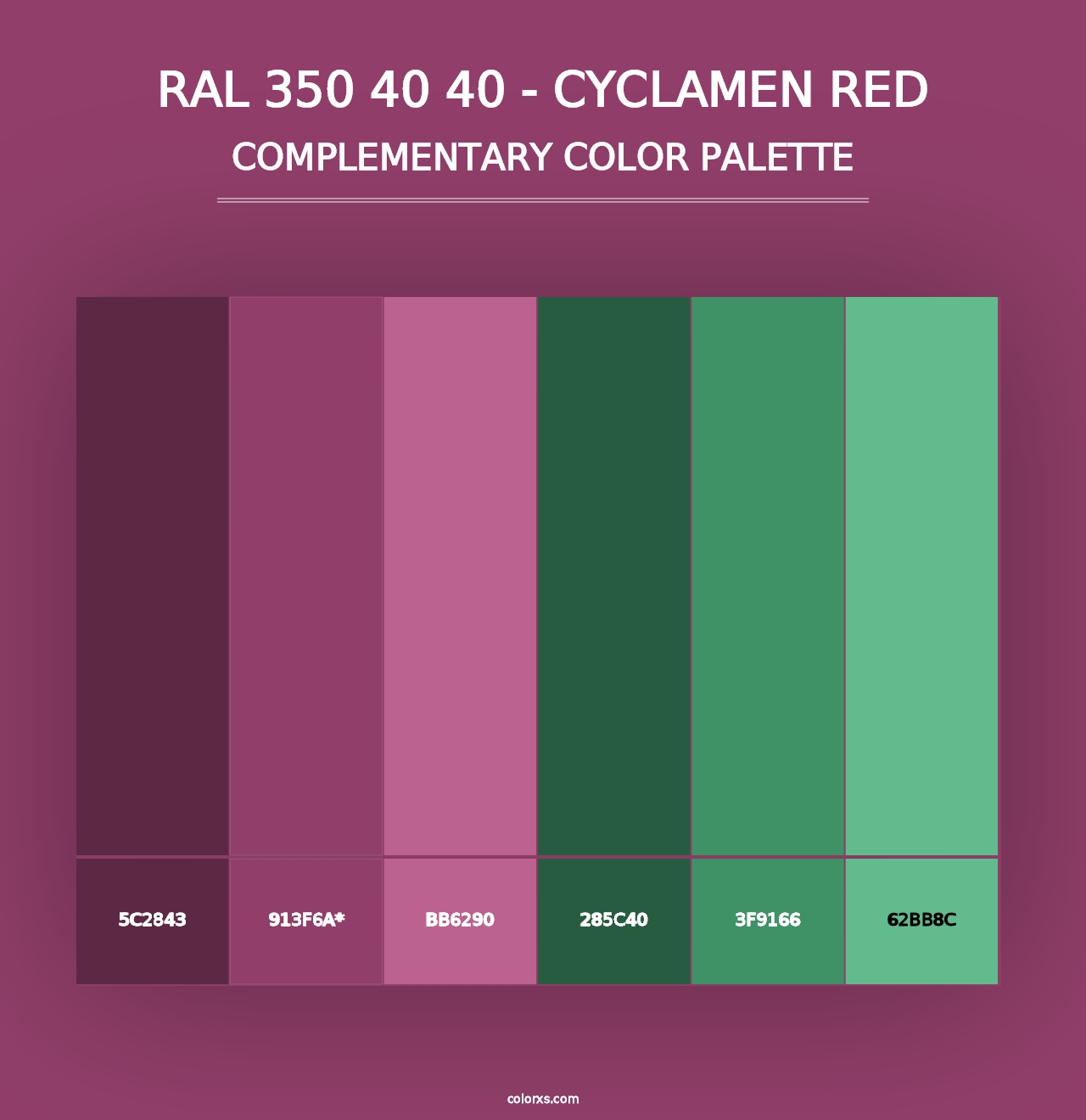 RAL 350 40 40 - Cyclamen Red - Complementary Color Palette