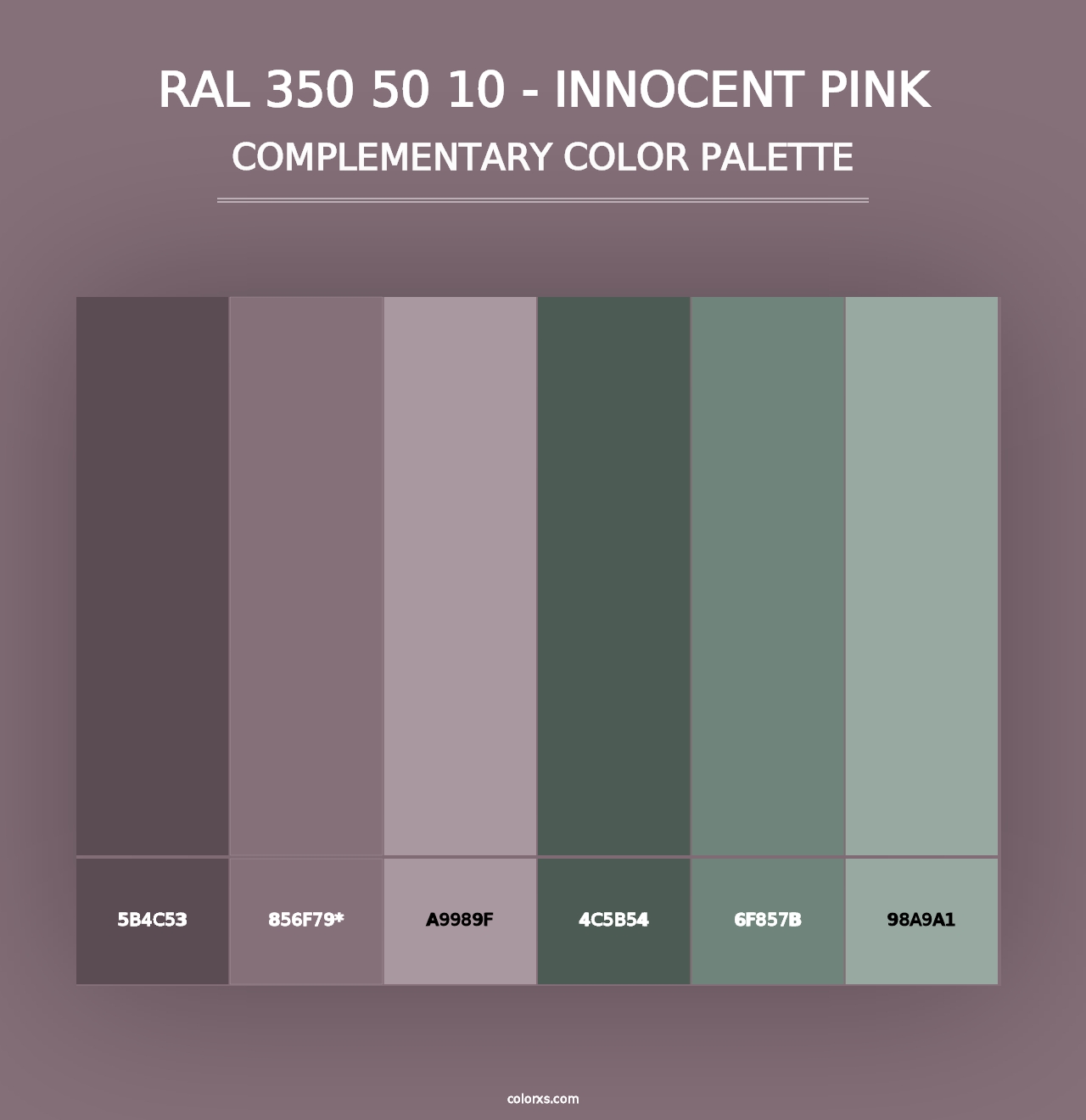 RAL 350 50 10 - Innocent Pink - Complementary Color Palette