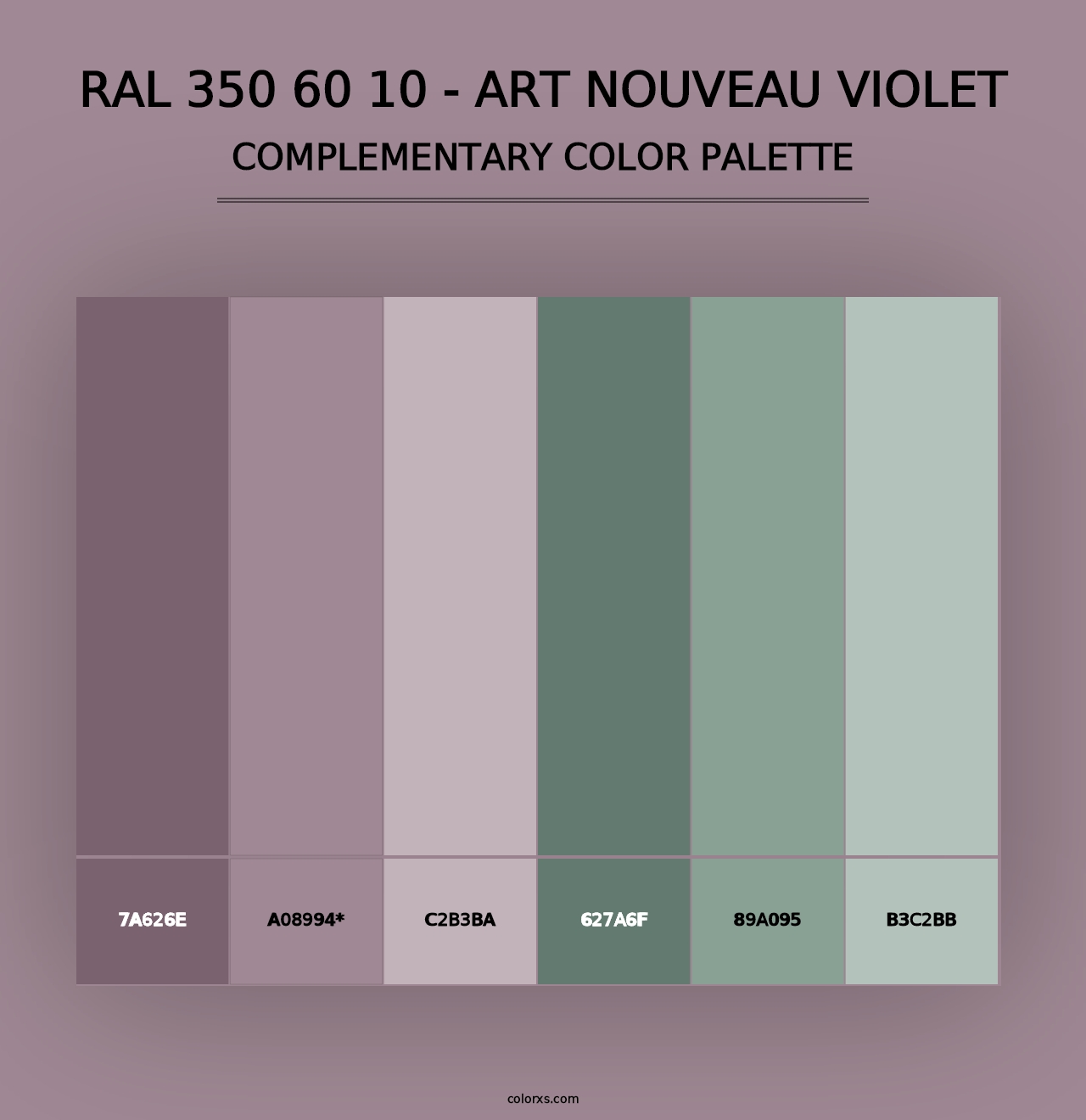 RAL 350 60 10 - Art Nouveau Violet - Complementary Color Palette