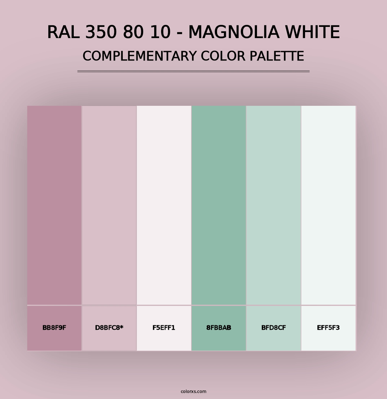 RAL 350 80 10 - Magnolia White - Complementary Color Palette