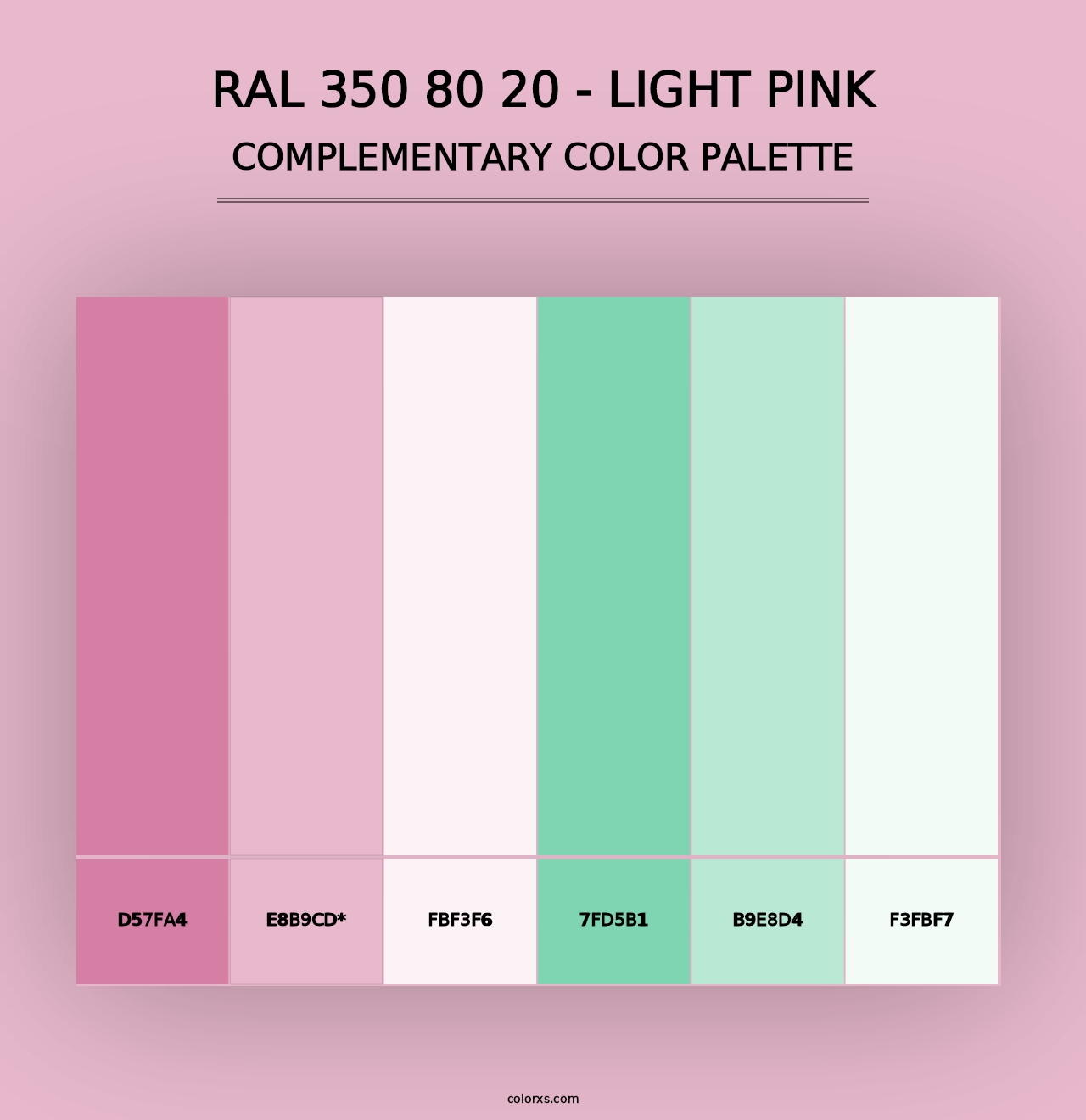 RAL 350 80 20 - Light Pink - Complementary Color Palette