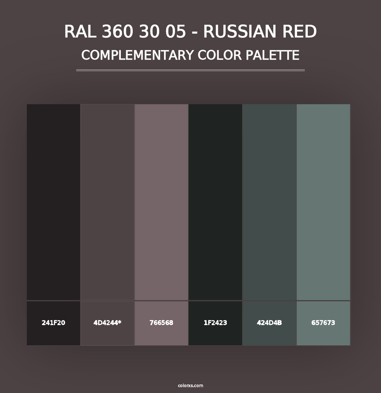 RAL 360 30 05 - Russian Red - Complementary Color Palette