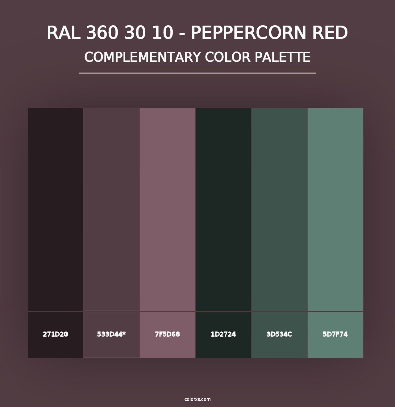 RAL 360 30 10 - Peppercorn Red - Complementary Color Palette