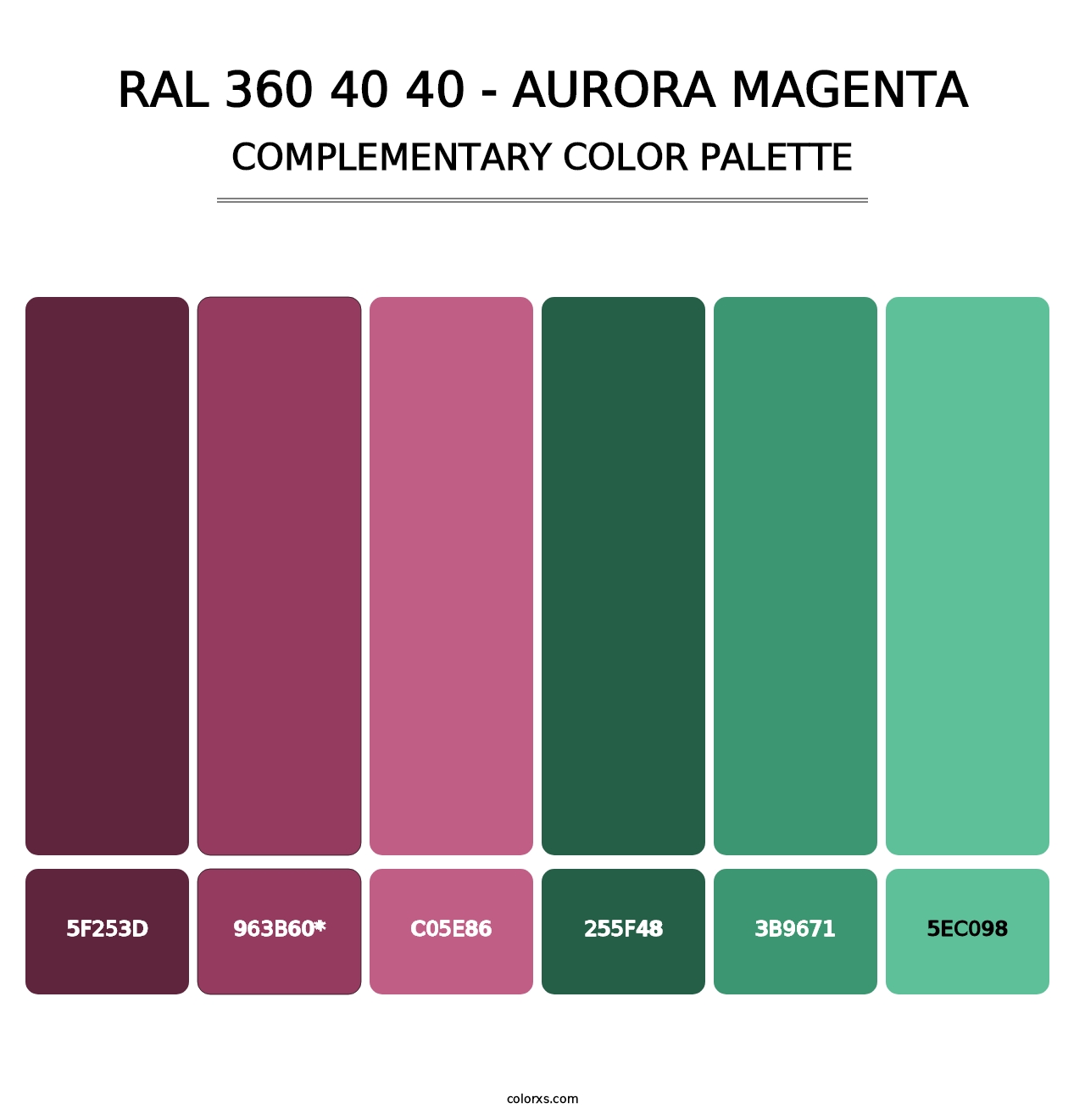 RAL 360 40 40 - Aurora Magenta - Complementary Color Palette