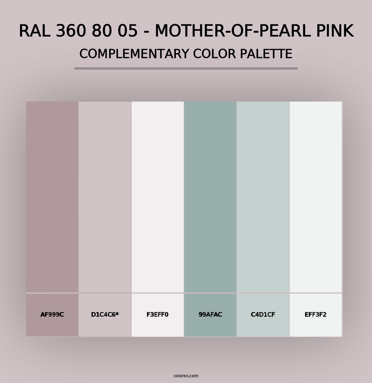 RAL 360 80 05 - Mother-Of-Pearl Pink - Complementary Color Palette