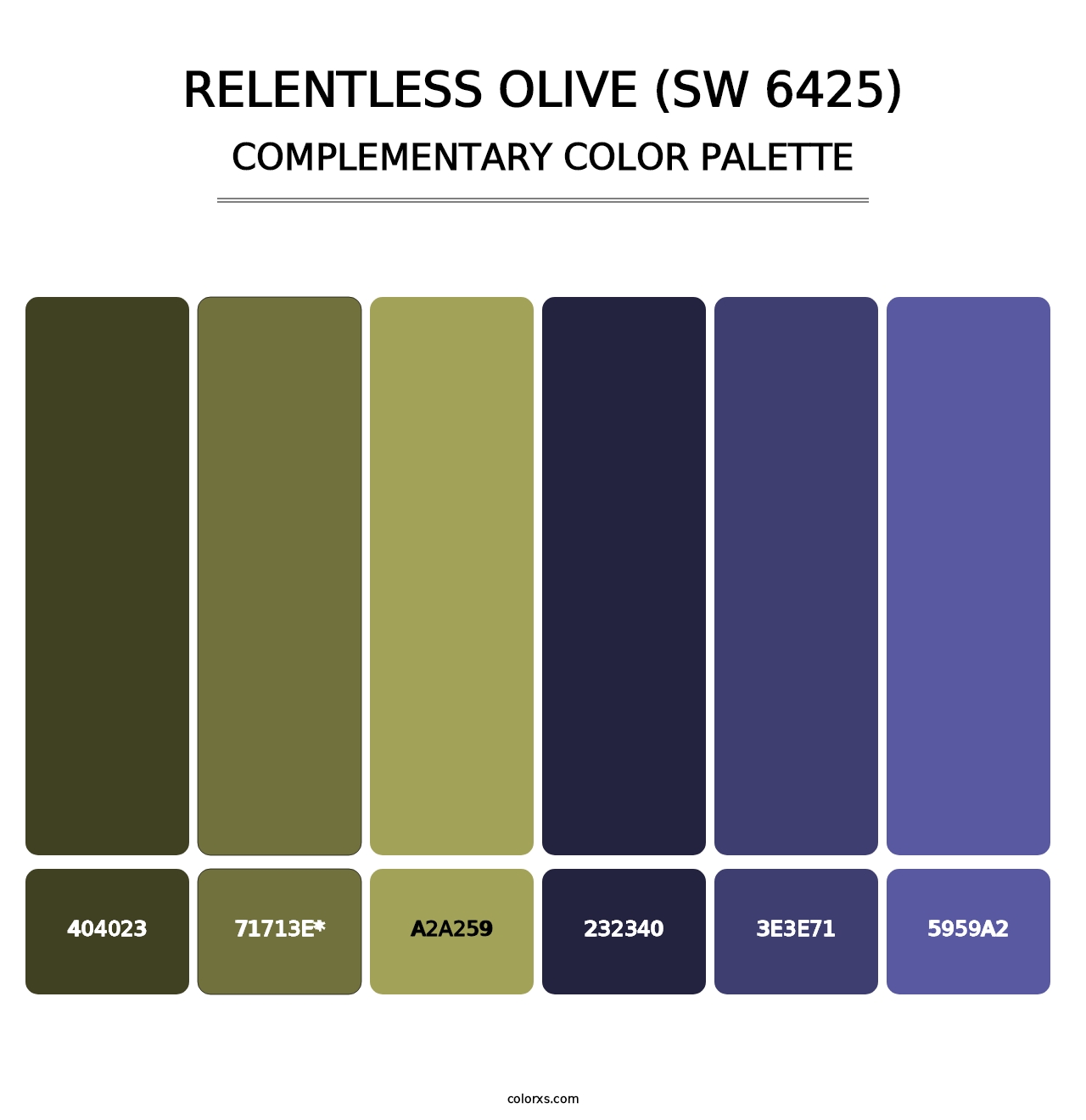 Relentless Olive (SW 6425) - Complementary Color Palette