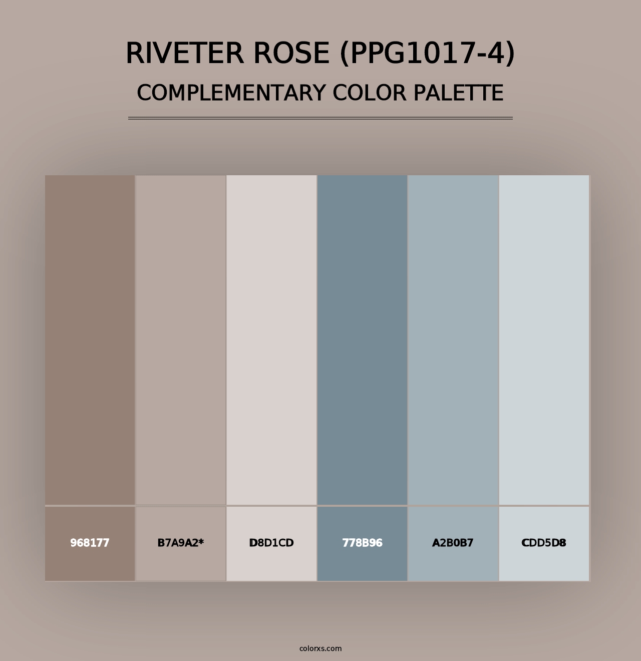 Riveter Rose (PPG1017-4) - Complementary Color Palette