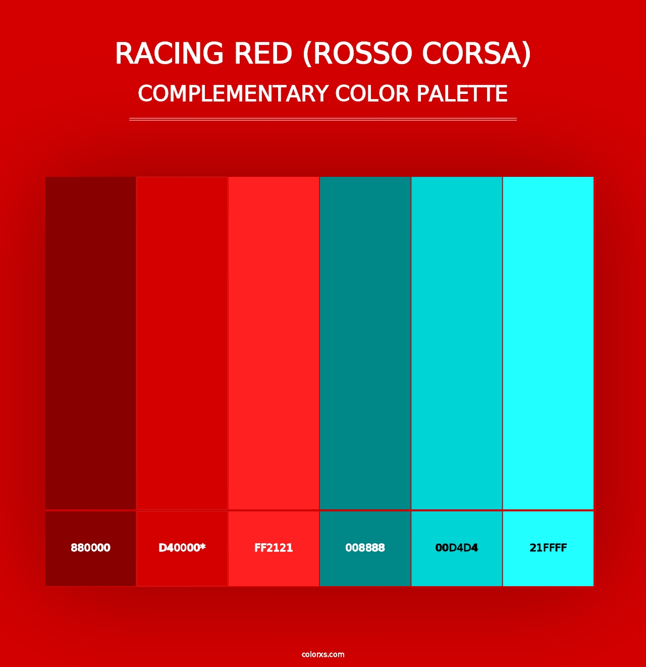 Racing Red (Rosso Corsa) - Complementary Color Palette