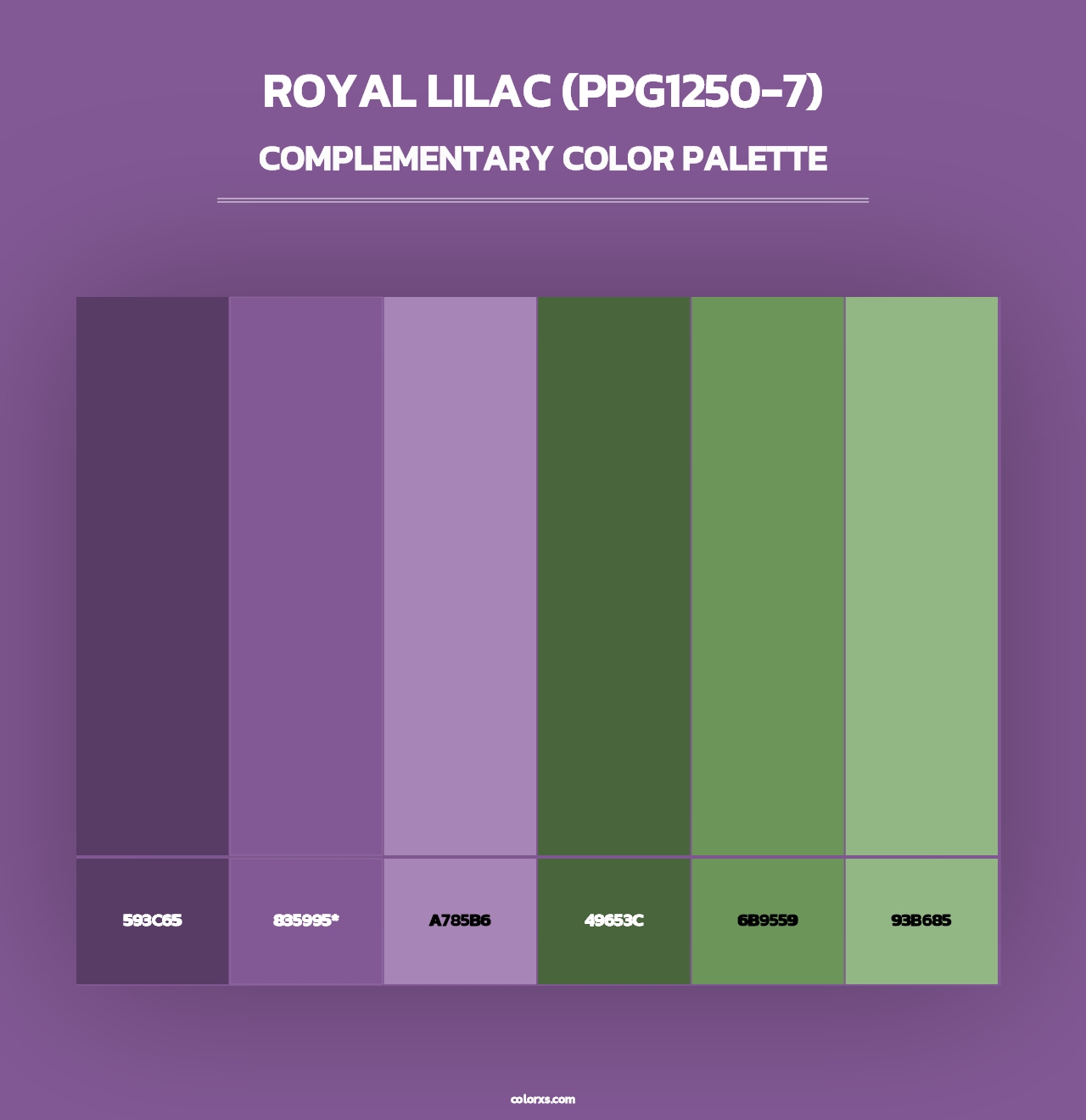 Royal Lilac (PPG1250-7) - Complementary Color Palette