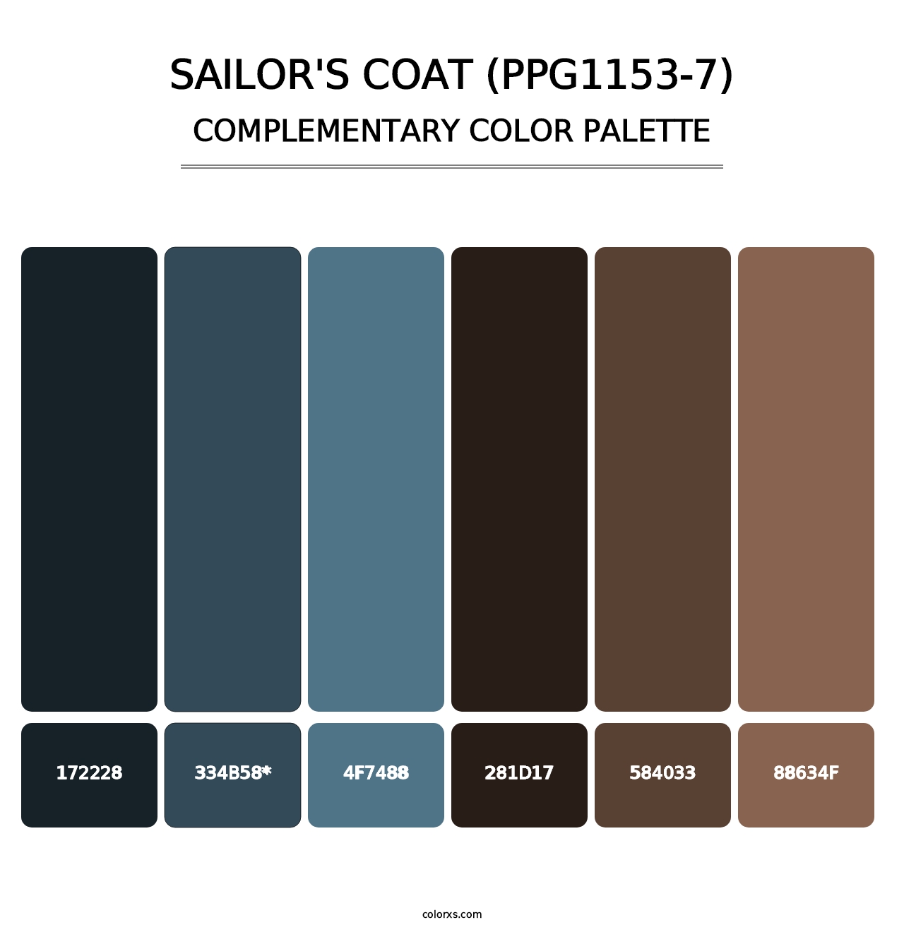 Sailor's Coat (PPG1153-7) - Complementary Color Palette