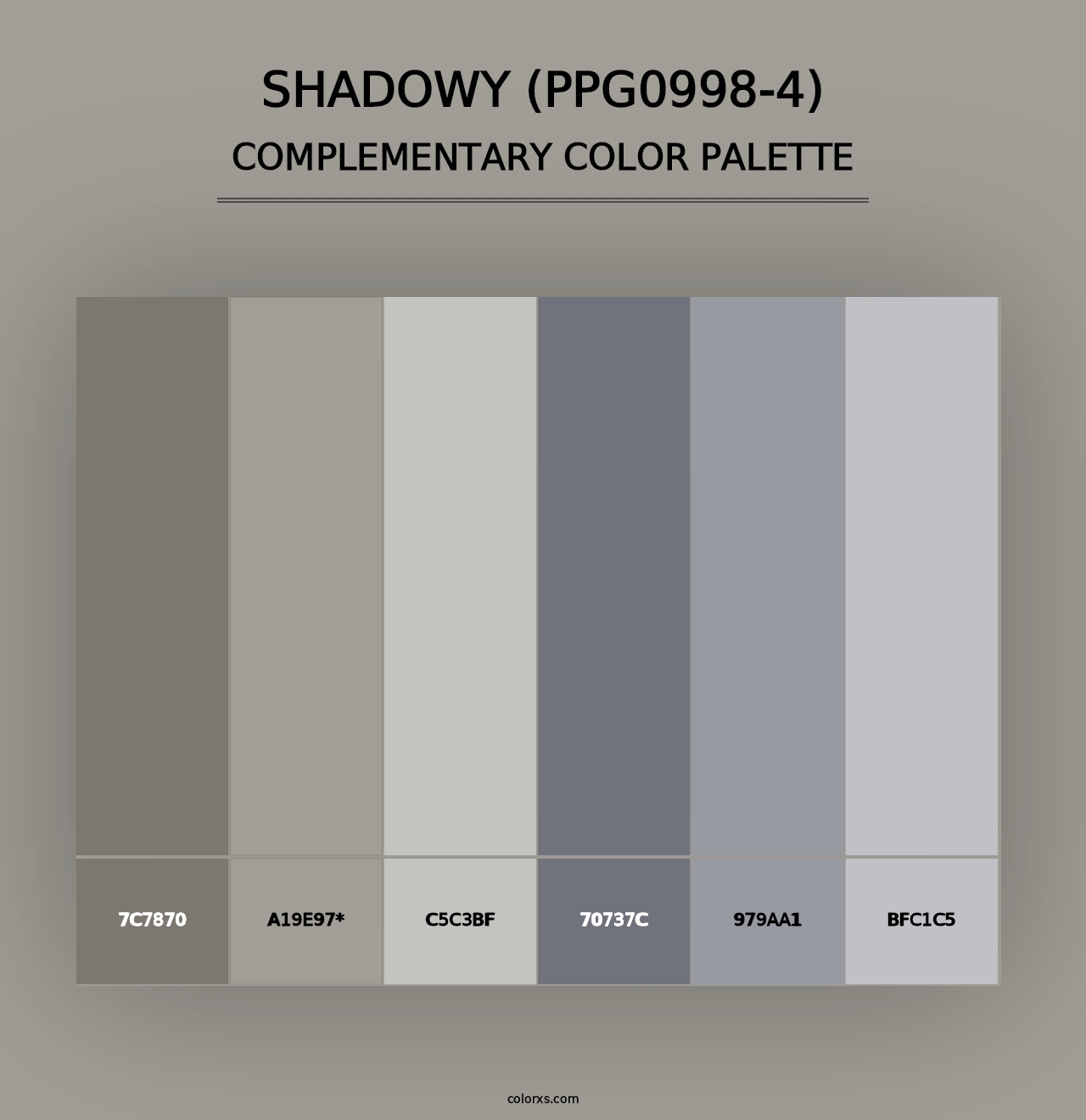 Shadowy (PPG0998-4) - Complementary Color Palette