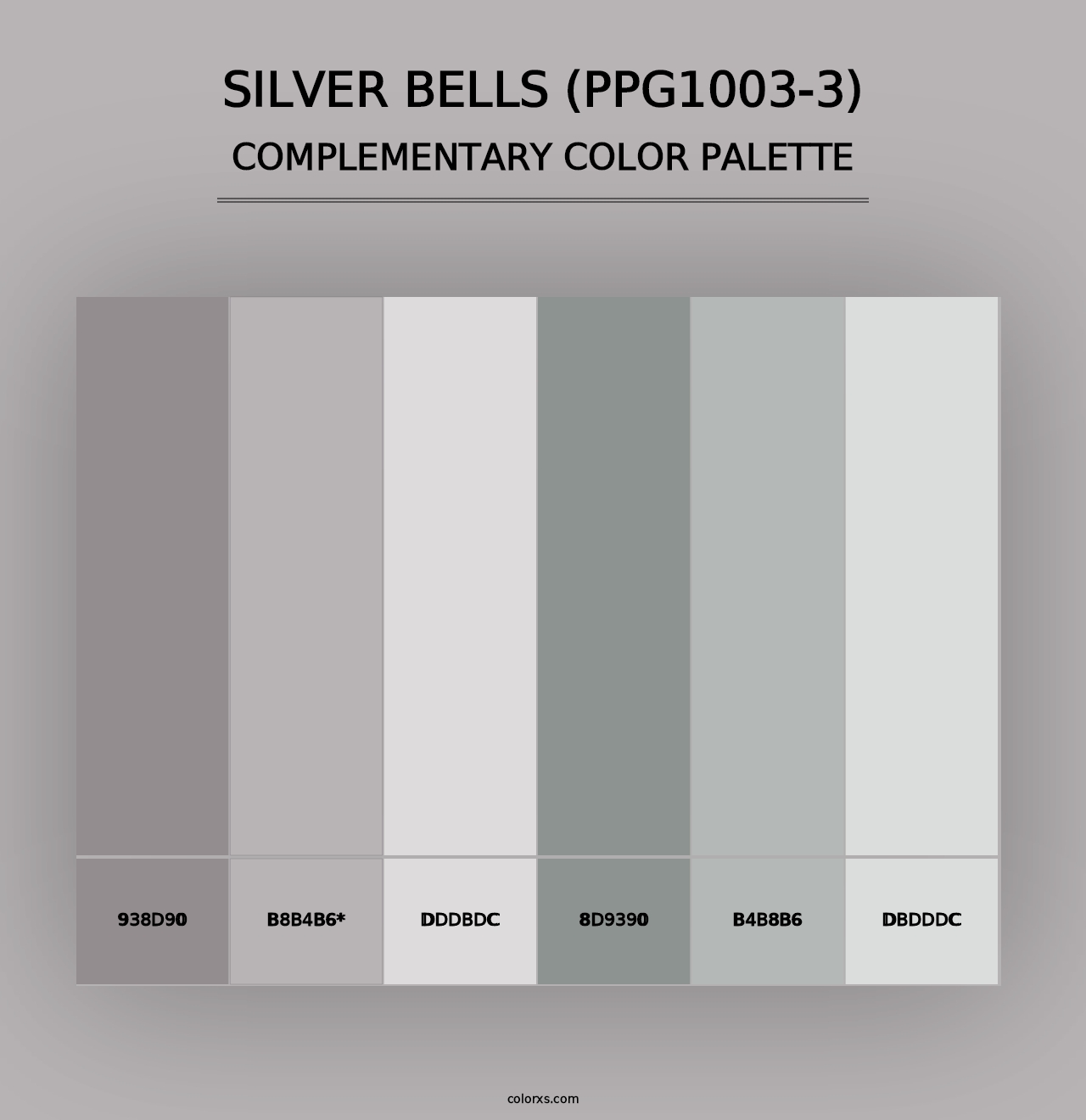 Silver Bells (PPG1003-3) - Complementary Color Palette