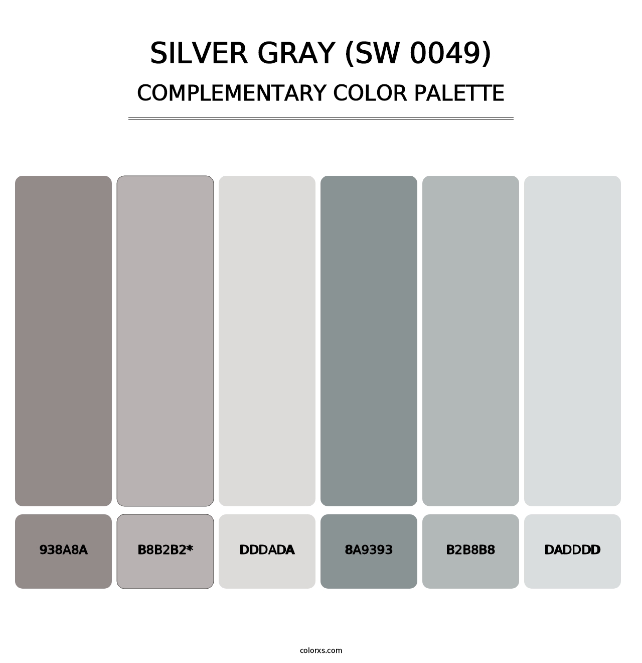 Silver Gray (SW 0049) - Complementary Color Palette