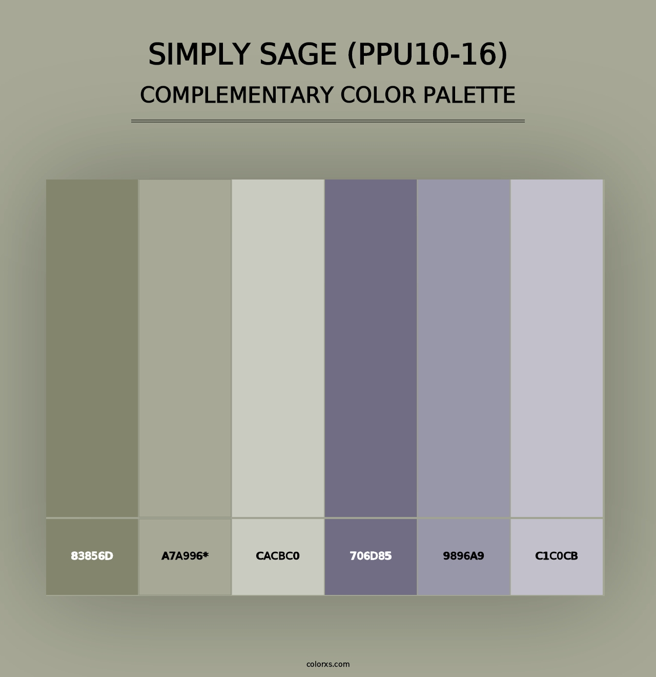 Simply Sage (PPU10-16) - Complementary Color Palette