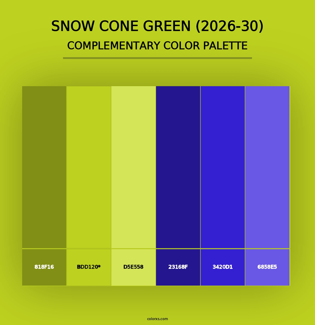 Snow Cone Green (2026-30) - Complementary Color Palette