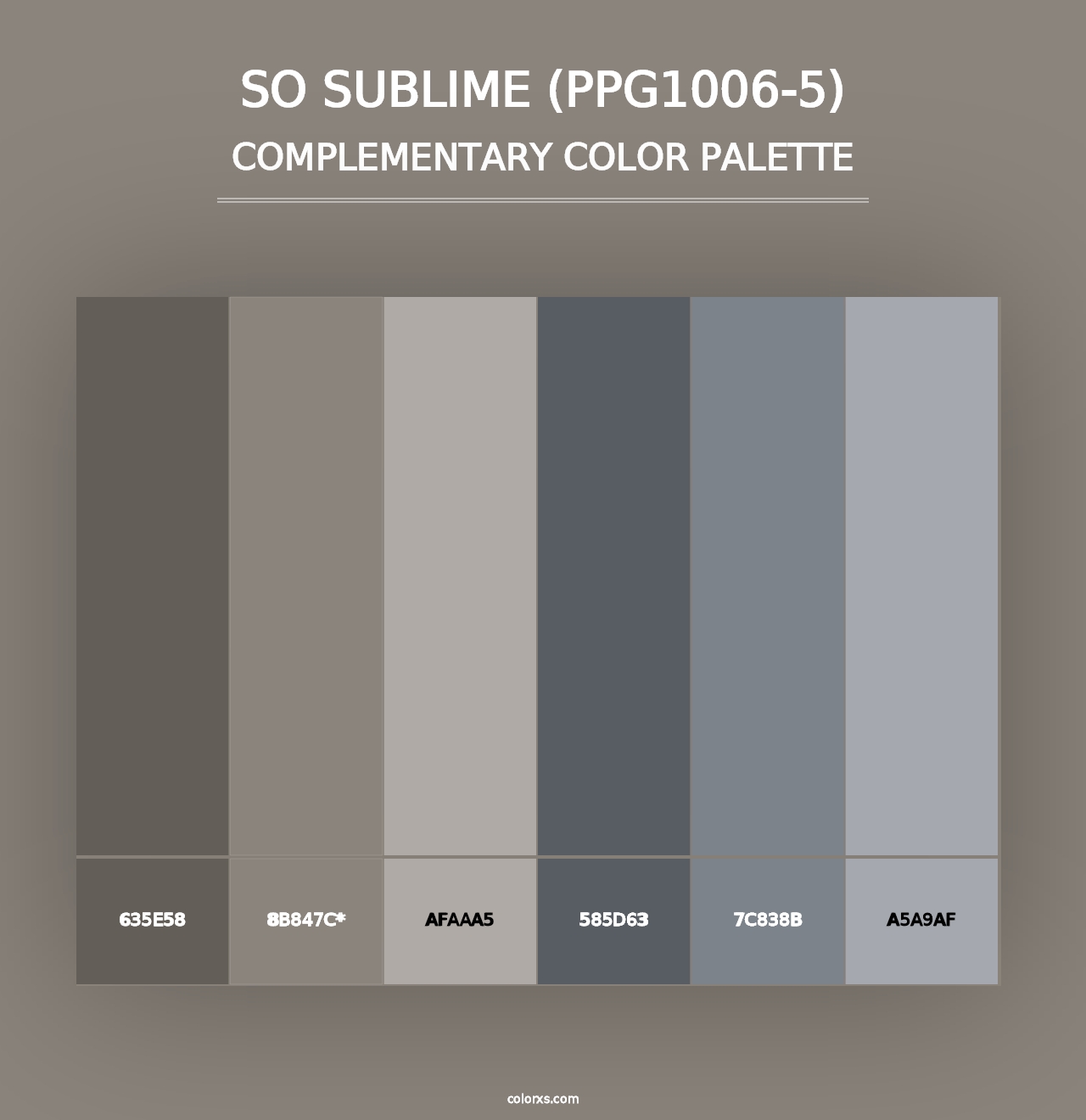 So Sublime (PPG1006-5) - Complementary Color Palette