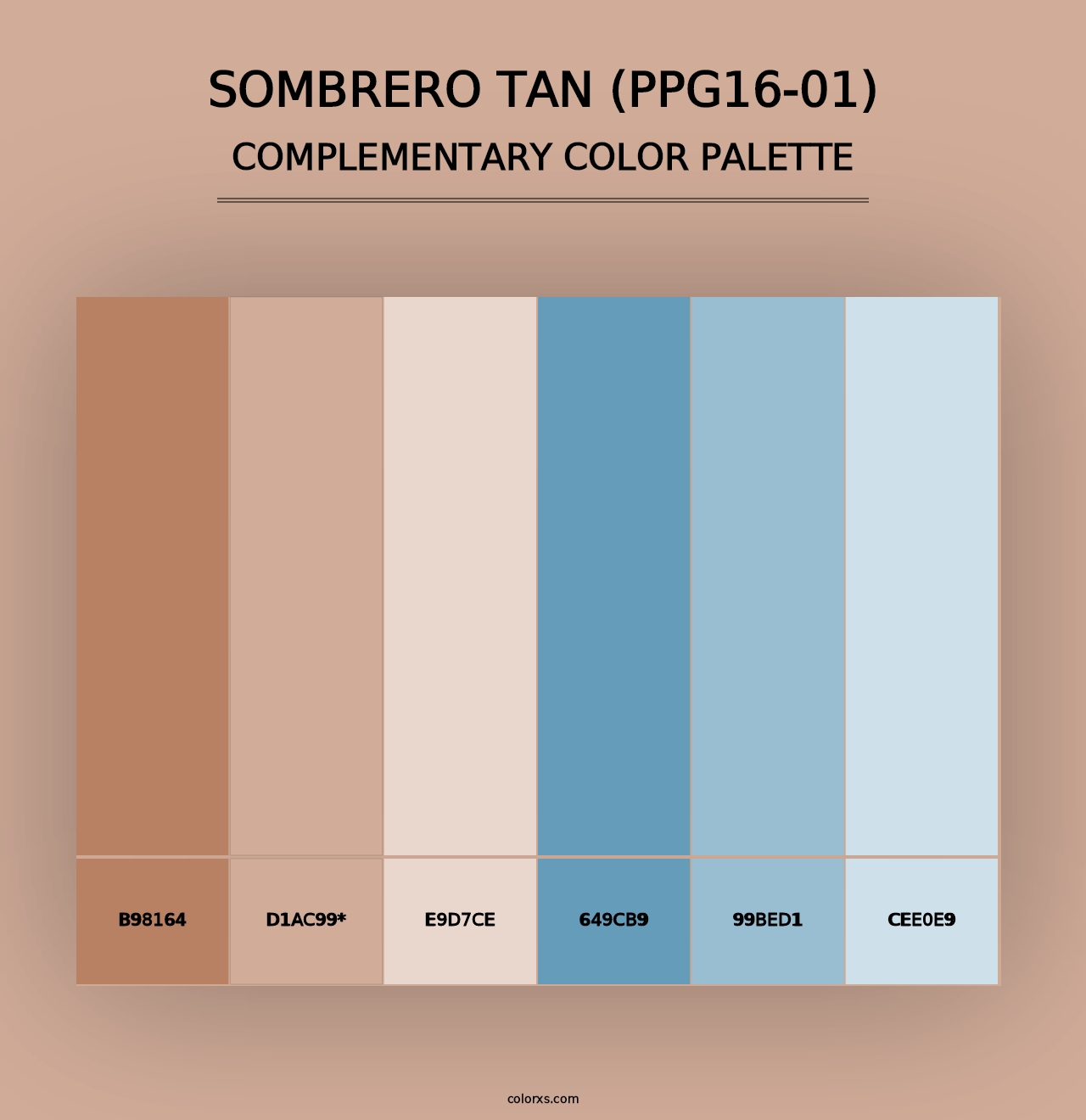 Sombrero Tan (PPG16-01) - Complementary Color Palette