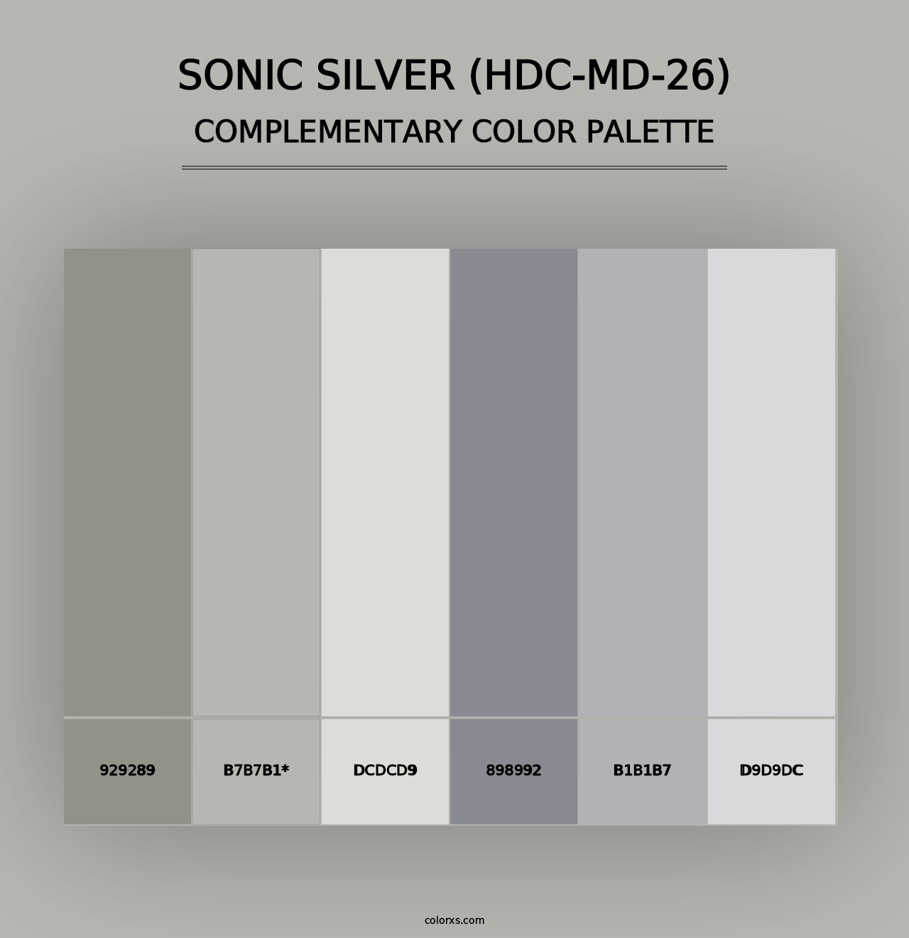 Sonic Silver (HDC-MD-26) - Complementary Color Palette