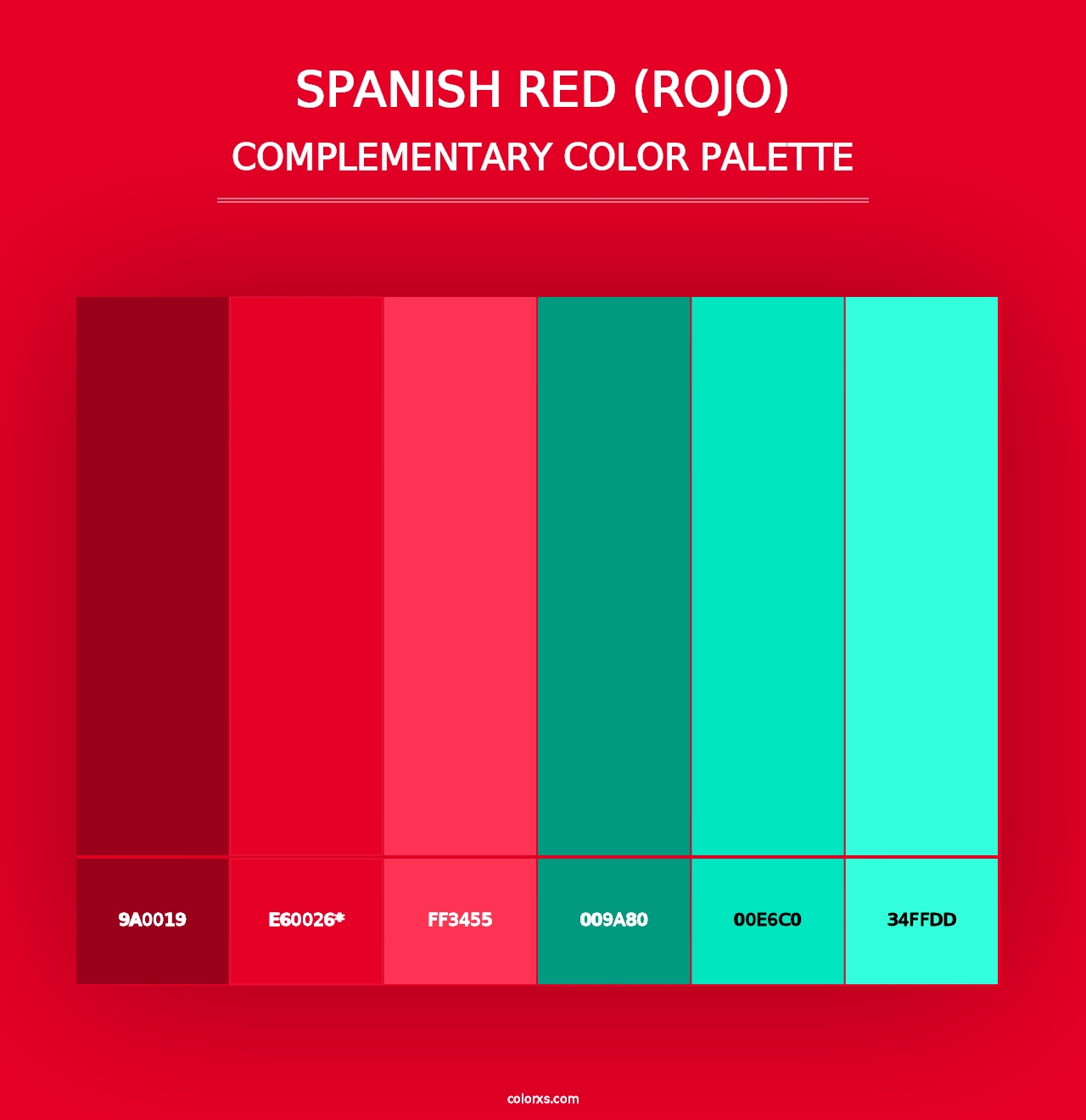 Spanish Red (Rojo) - Complementary Color Palette