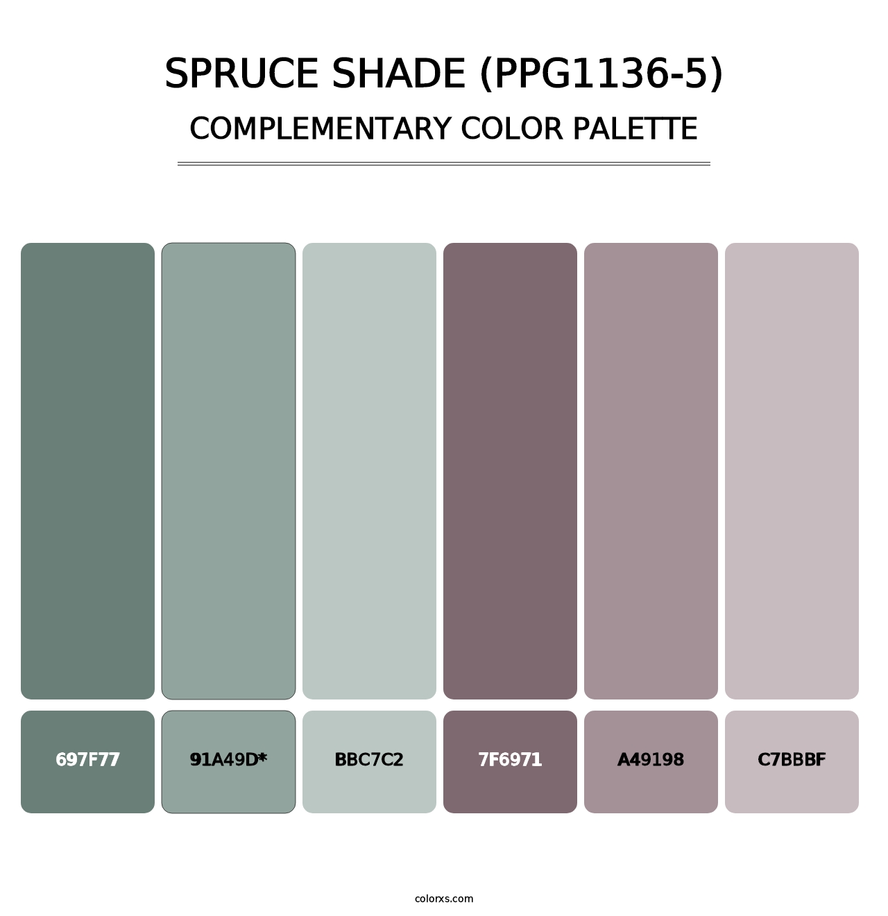 Spruce Shade (PPG1136-5) - Complementary Color Palette