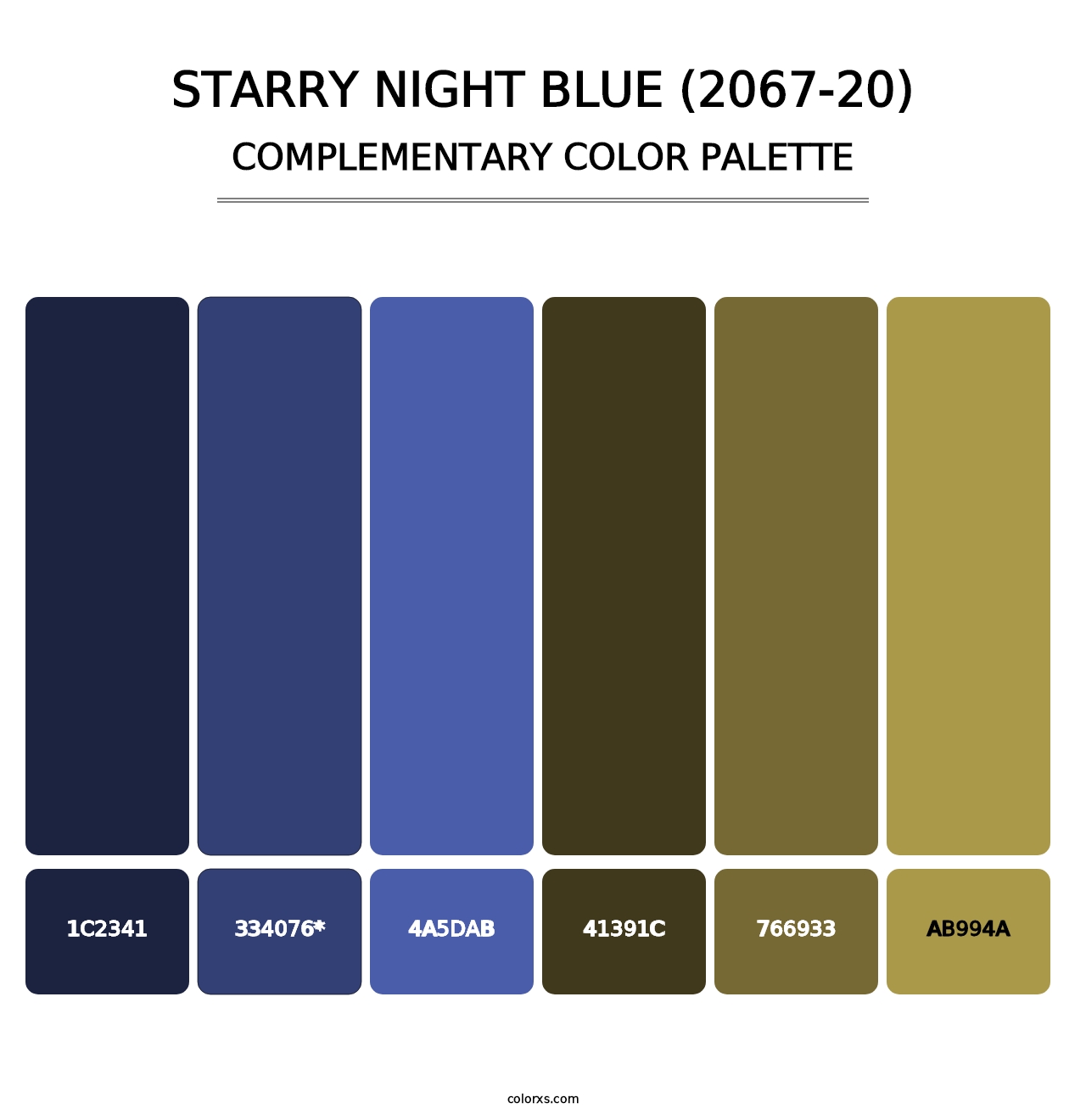 Starry Night Blue (2067-20) - Complementary Color Palette