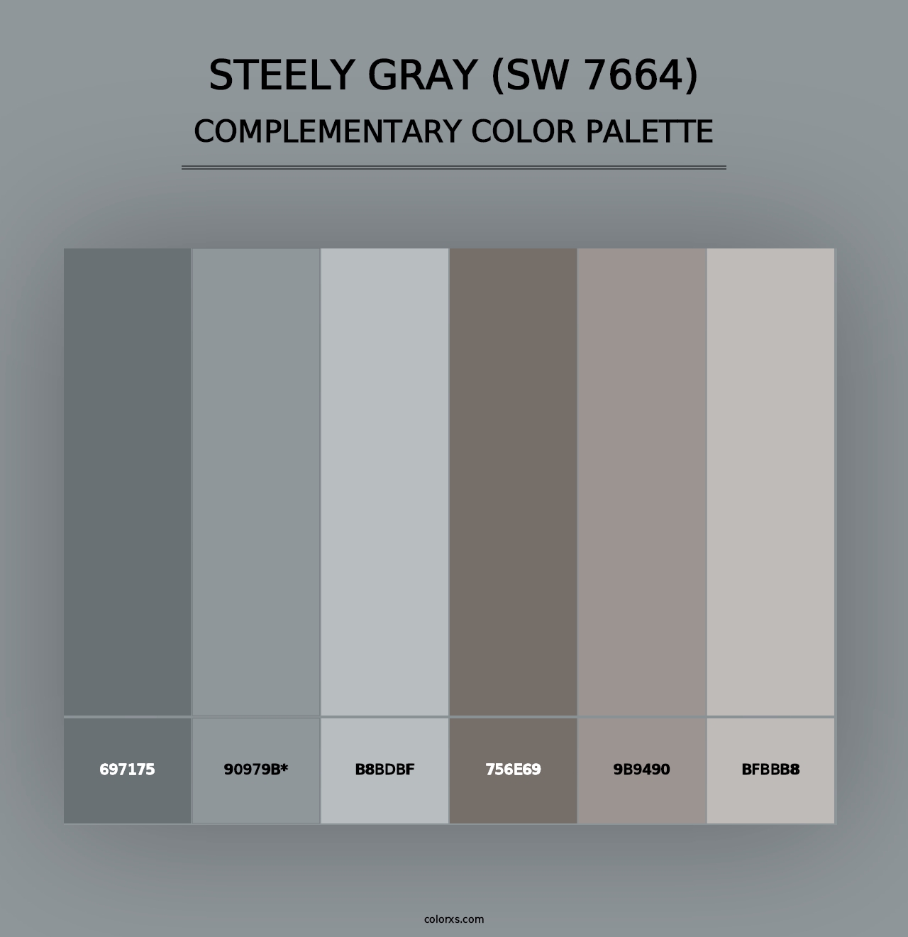 Steely Gray (SW 7664) - Complementary Color Palette