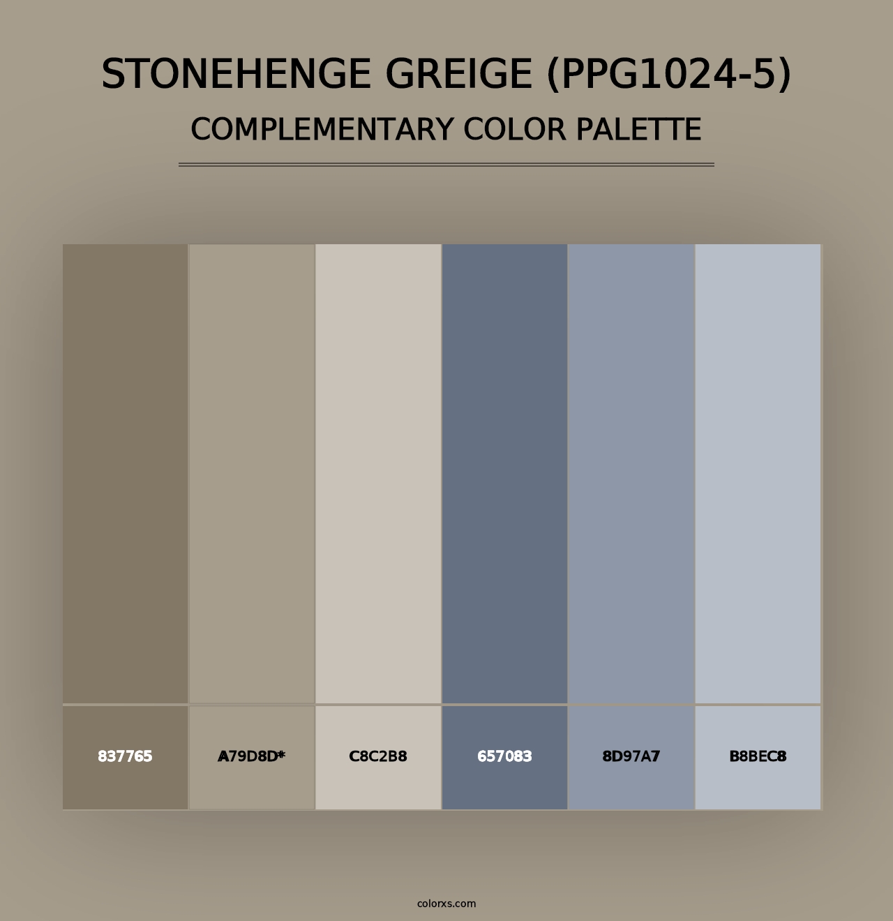 Stonehenge Greige (PPG1024-5) - Complementary Color Palette