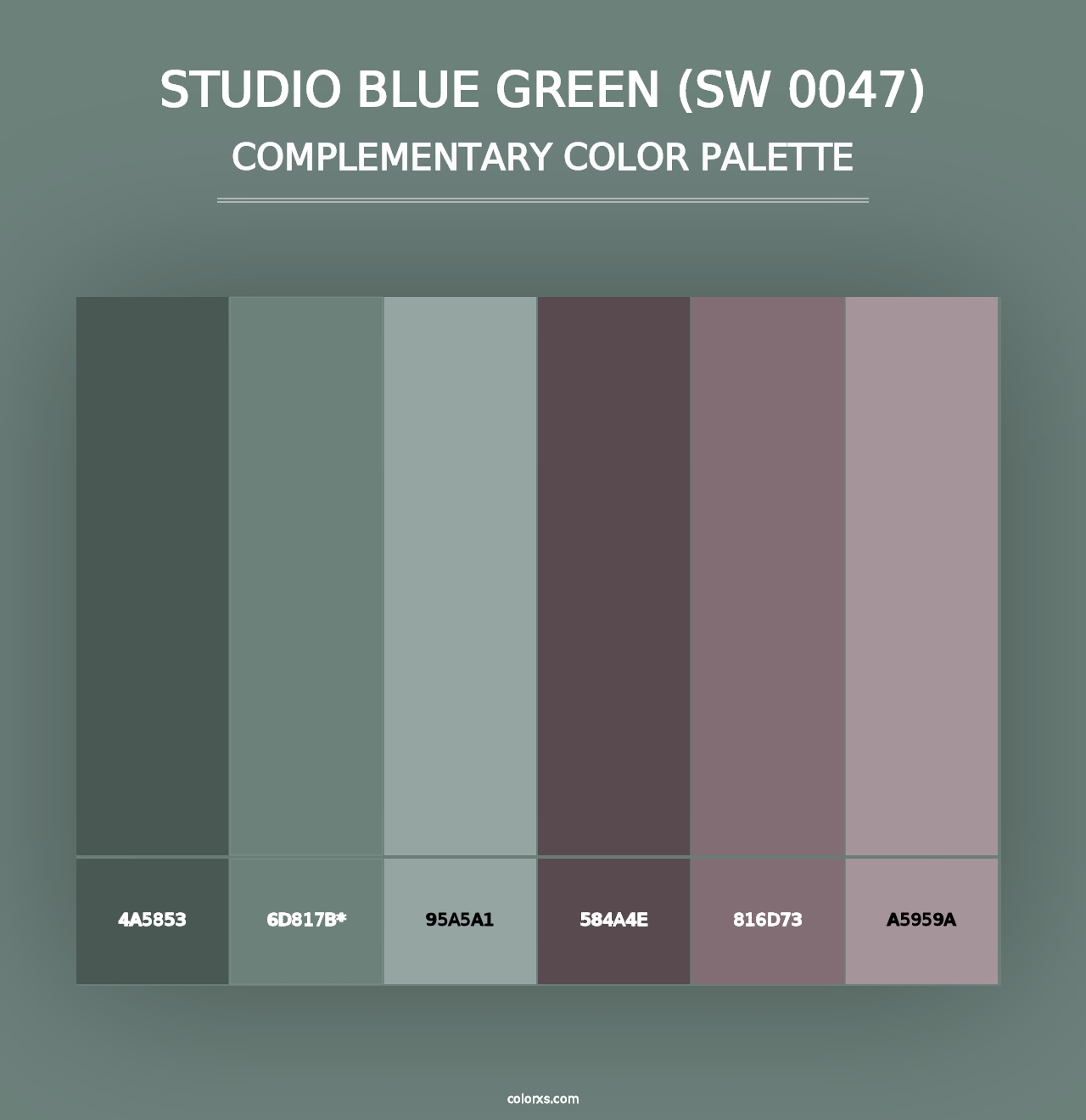 Studio Blue Green (SW 0047) - Complementary Color Palette