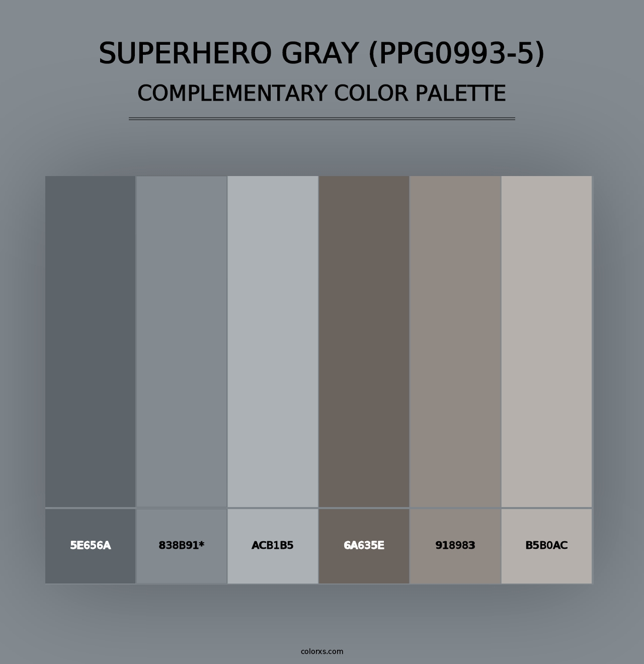 Superhero Gray (PPG0993-5) - Complementary Color Palette