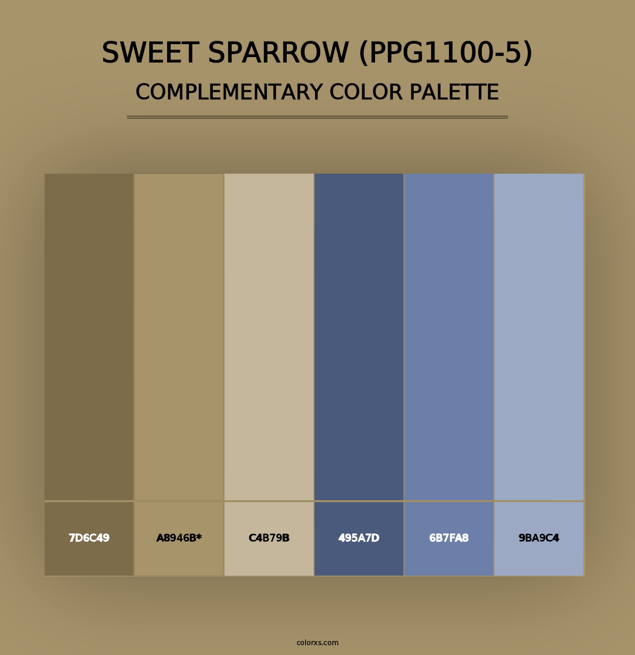 Sweet Sparrow (PPG1100-5) - Complementary Color Palette