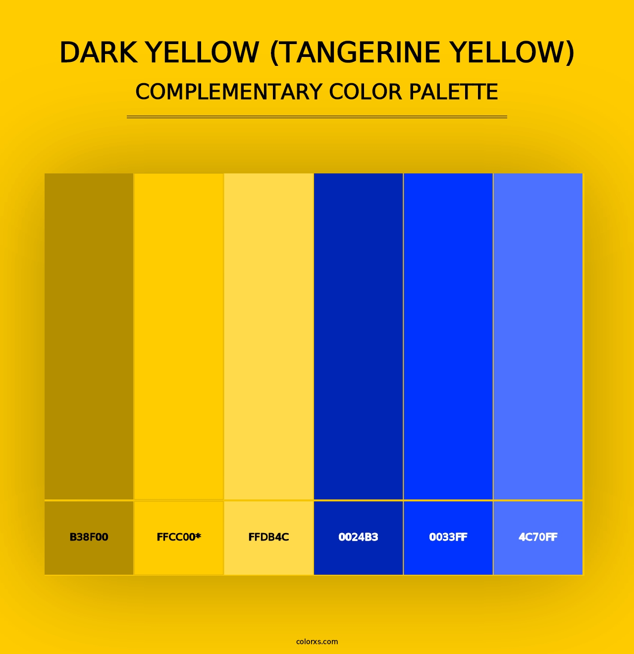 Dark Yellow (Tangerine Yellow) - Complementary Color Palette